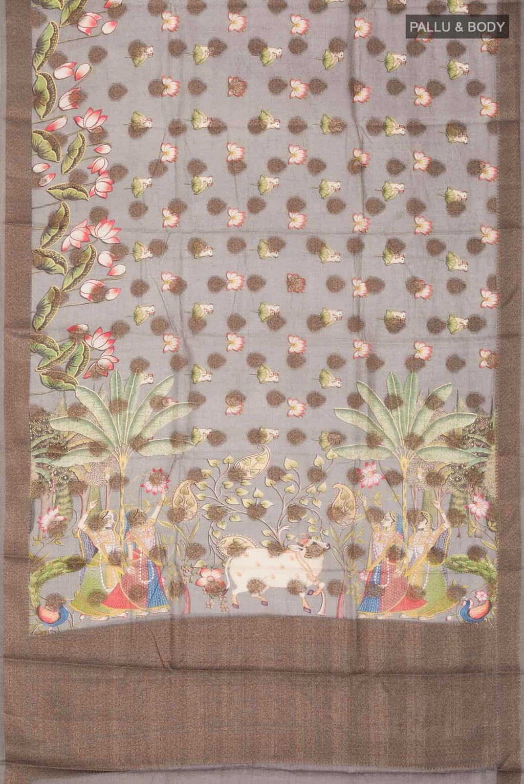 Grey Banarasi Tussar Silk Saree