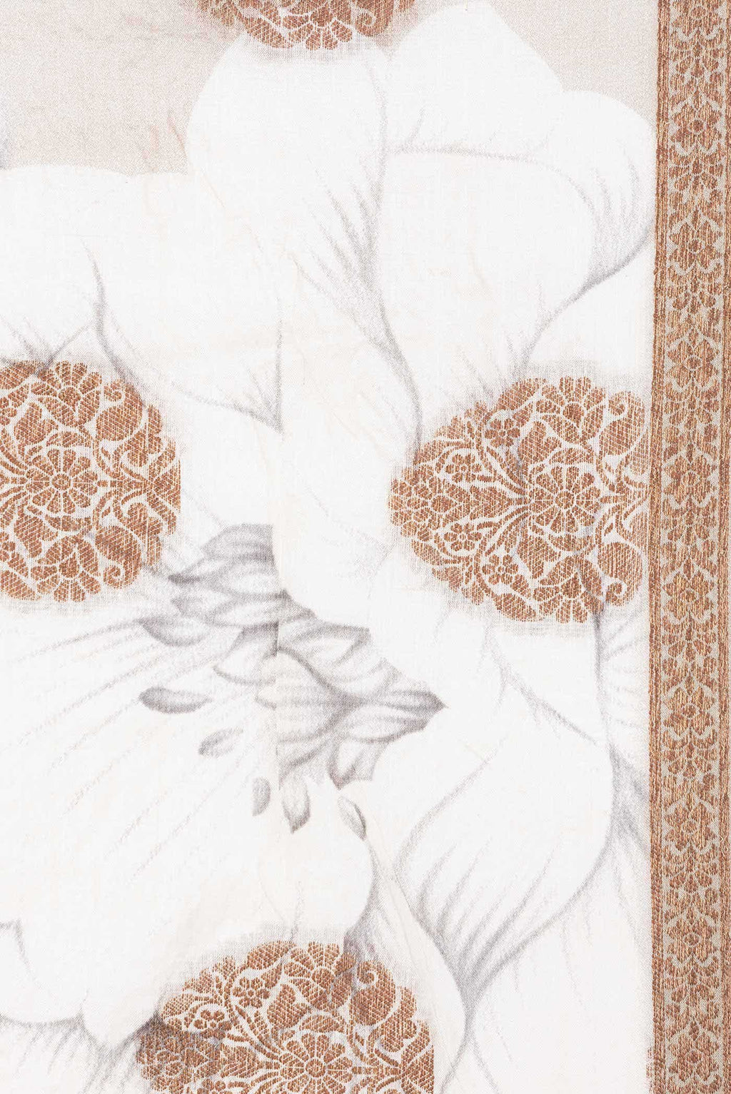 Beige Tussar Silk Saree
