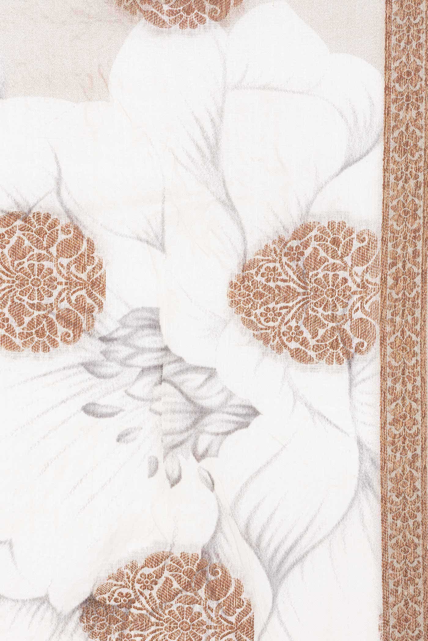 Beige Tussar Silk Saree