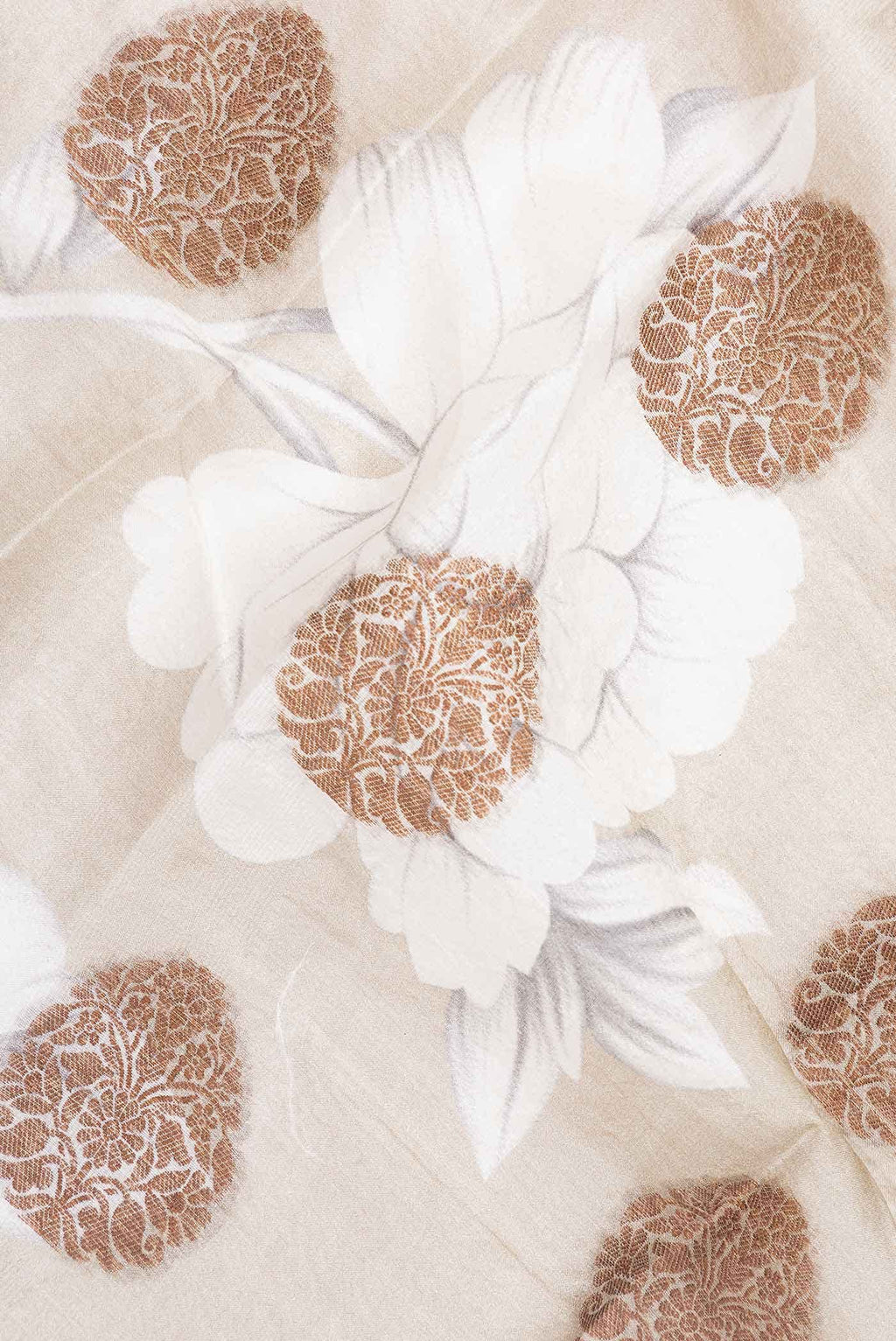 Beige Tussar Silk Saree