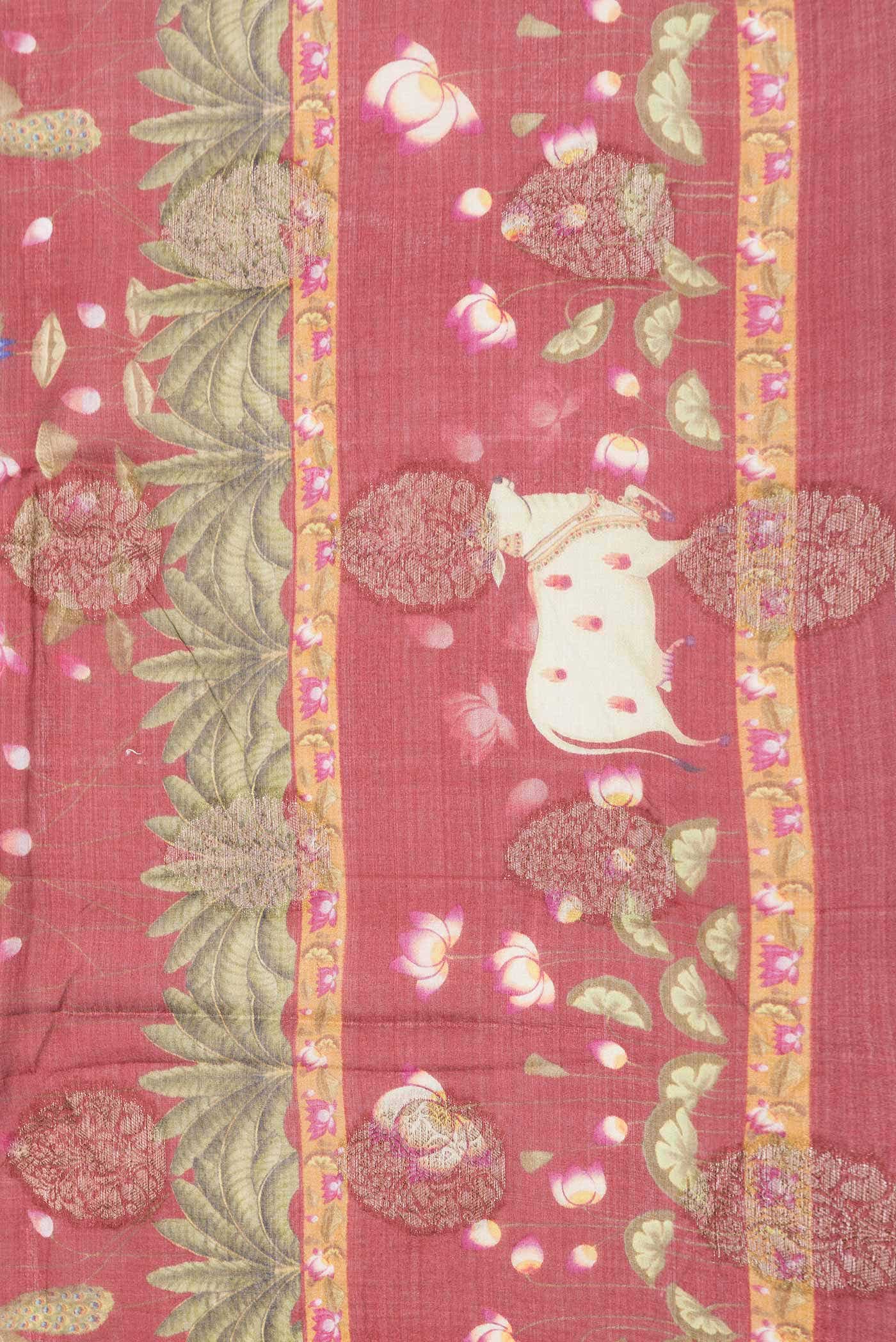Maroon Dual Tone Tussar Silk Saree