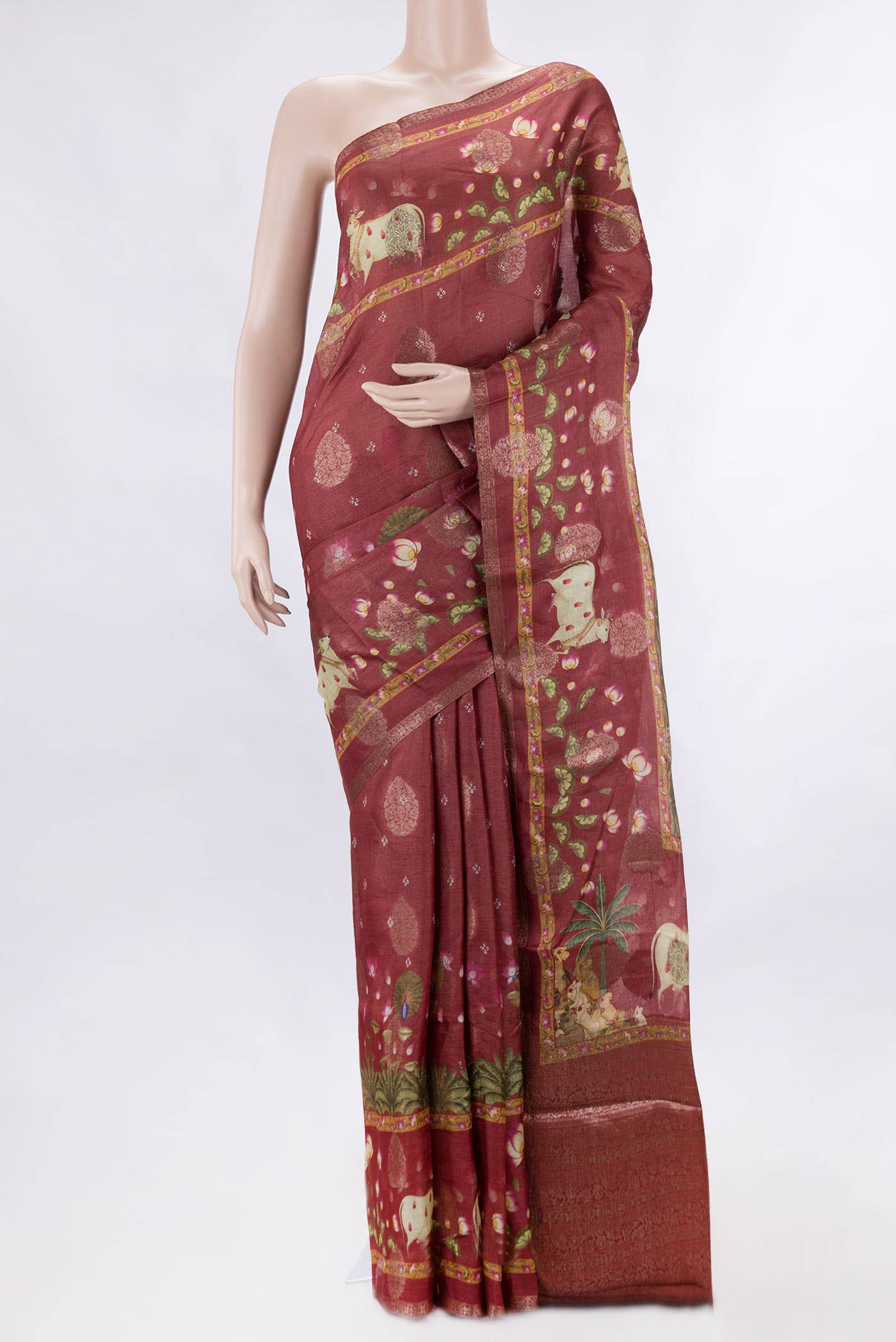 Maroon Dual Tone Tussar Silk Saree