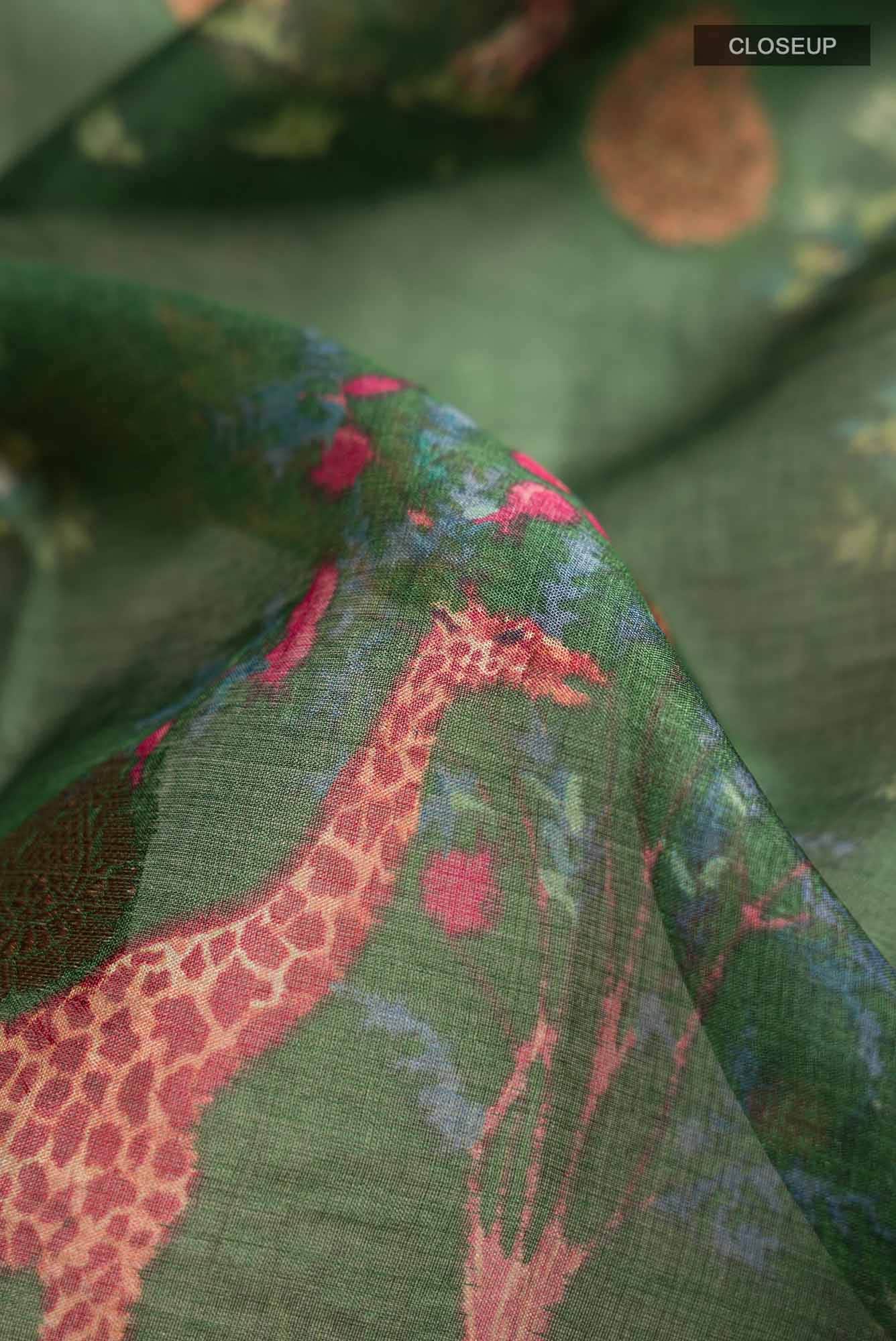 Green Banarasi Tussar Silk Saree