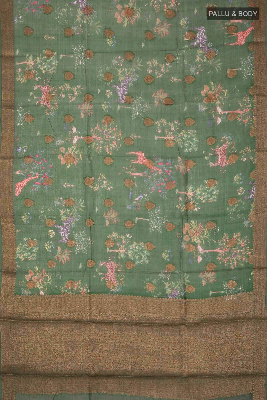 Green Banarasi Tussar Silk Saree