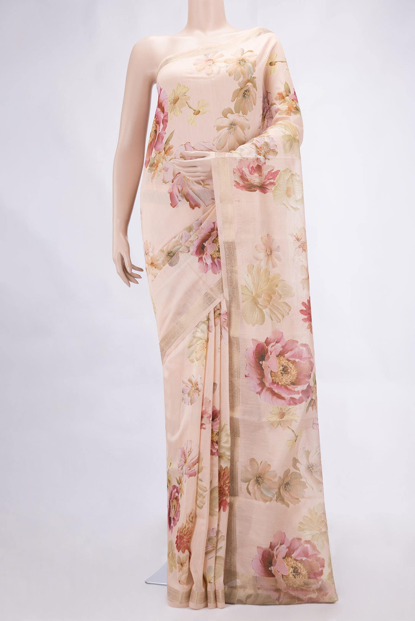 Rose Gold Chanderi Silk Saree
