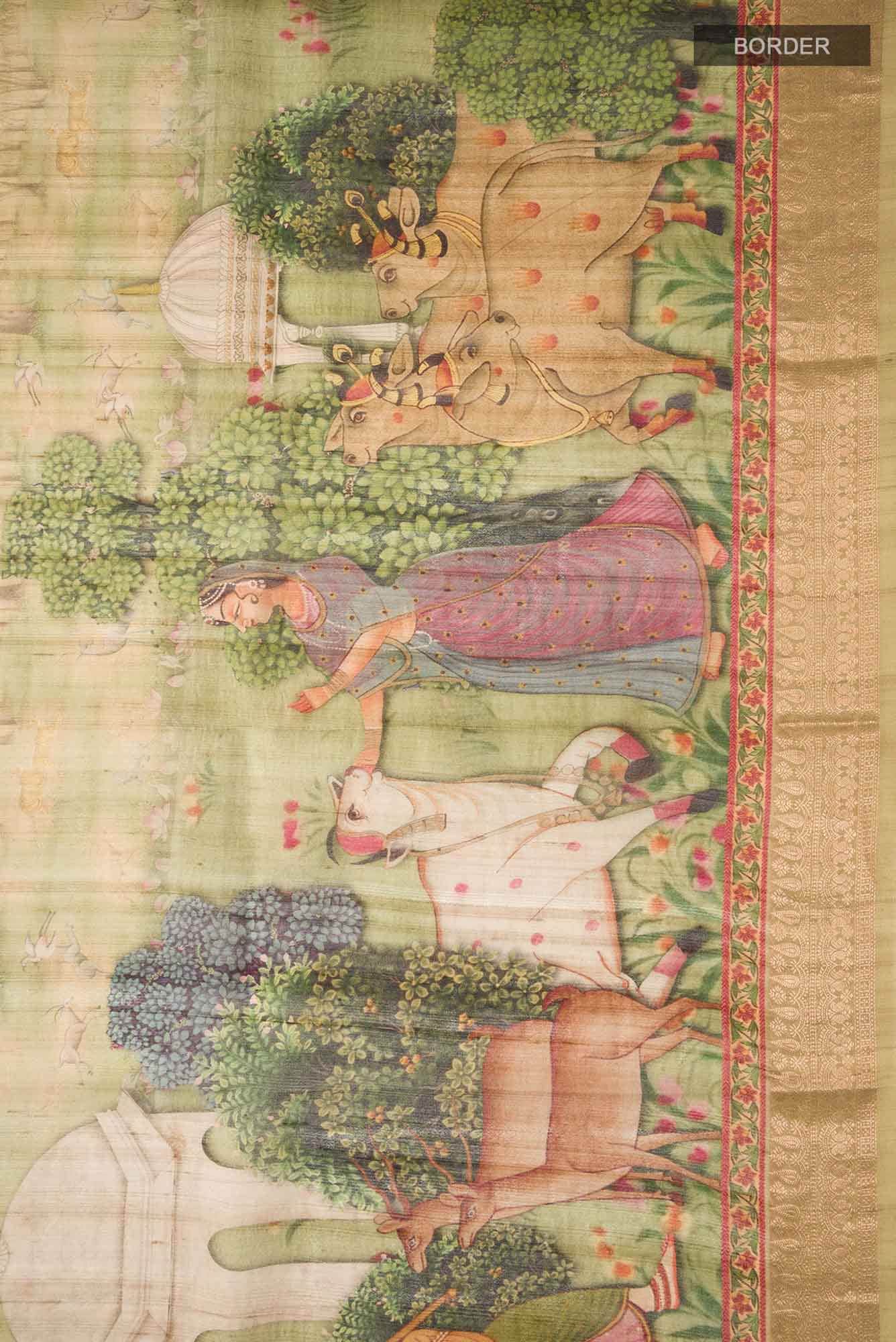 Beige Bhagalpuri Tussar Silk Saree