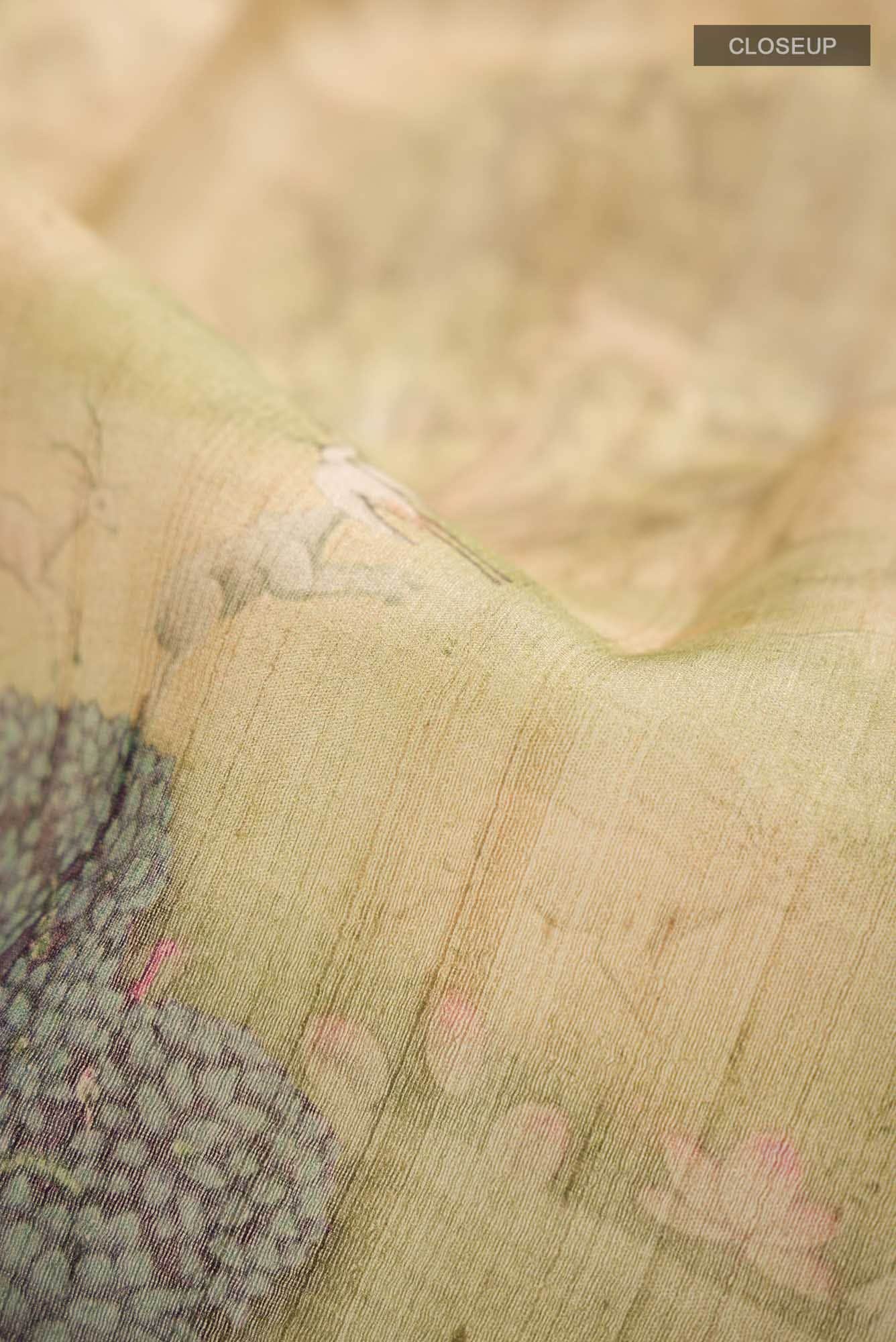 Beige Bhagalpuri Tussar Silk Saree