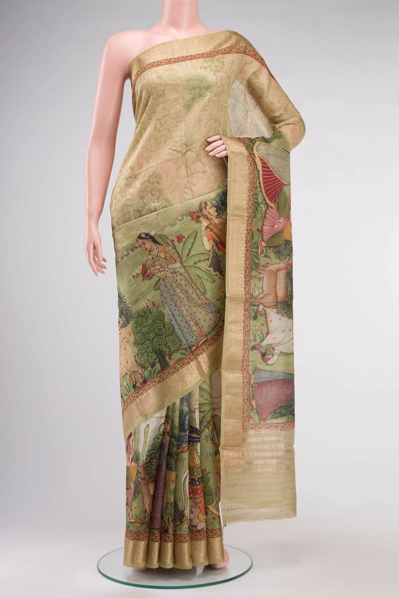 Beige Bhagalpuri Tussar Silk Saree