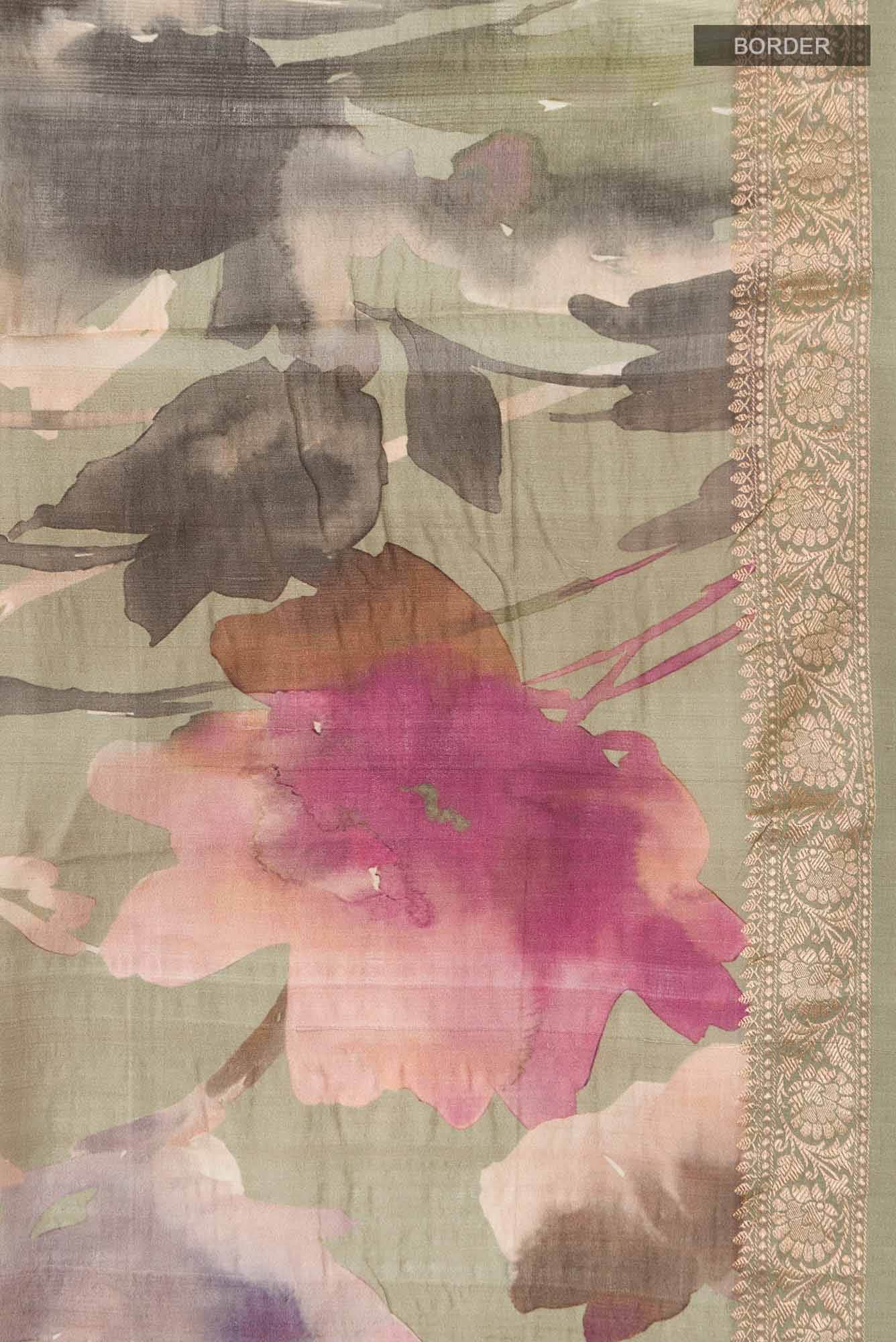 Green Bhagalpuri Tussar Silk Saree