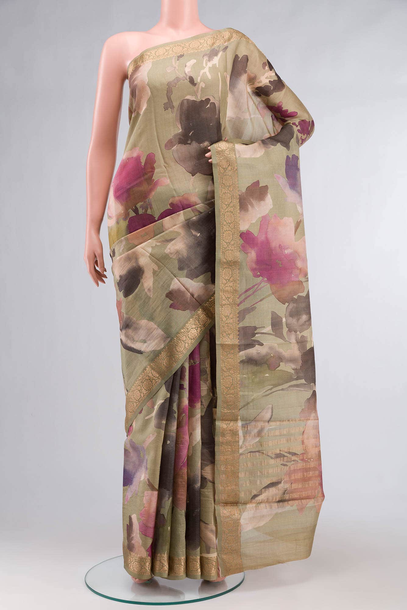 Green Bhagalpuri Tussar Silk Saree