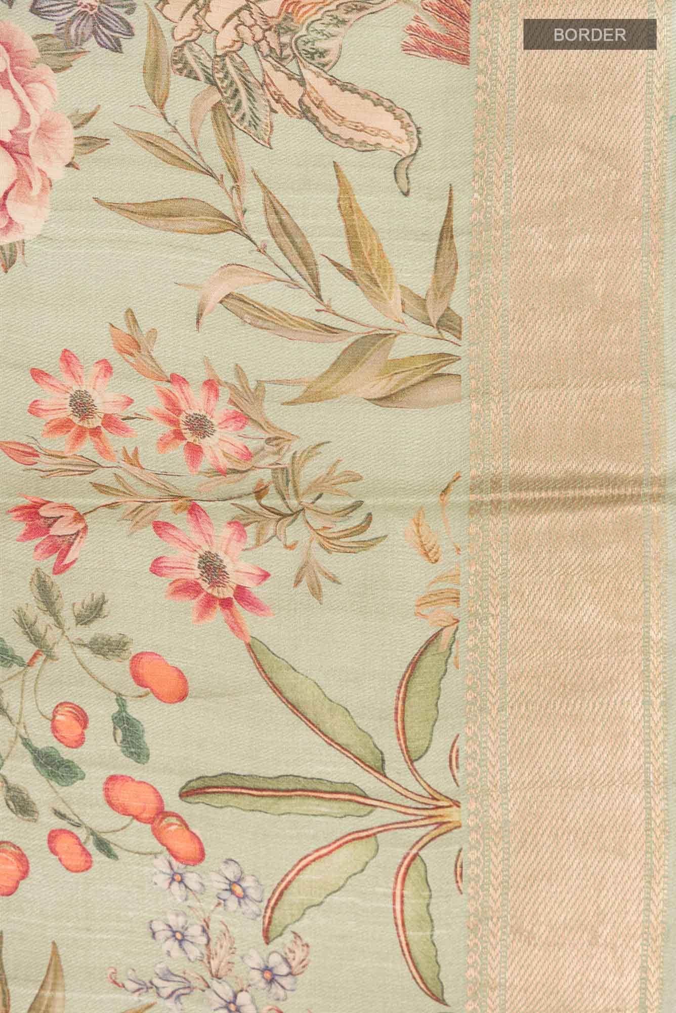 Green Bhagalpuri Tussar Silk Saree