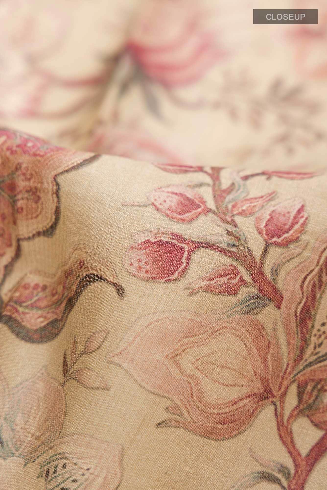 Beige Bhagalpuri Tussar Silk Saree