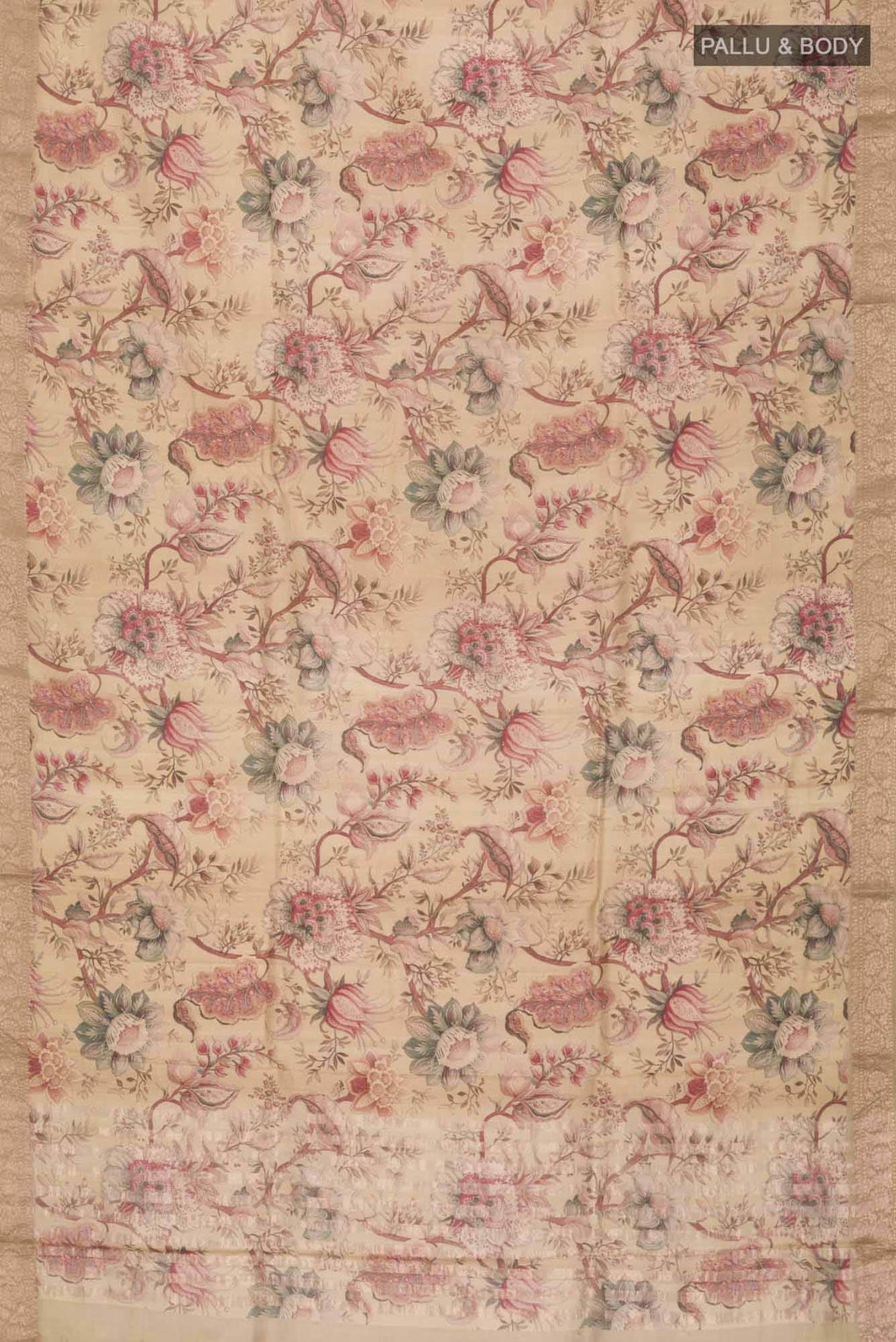 Beige Bhagalpuri Tussar Silk Saree