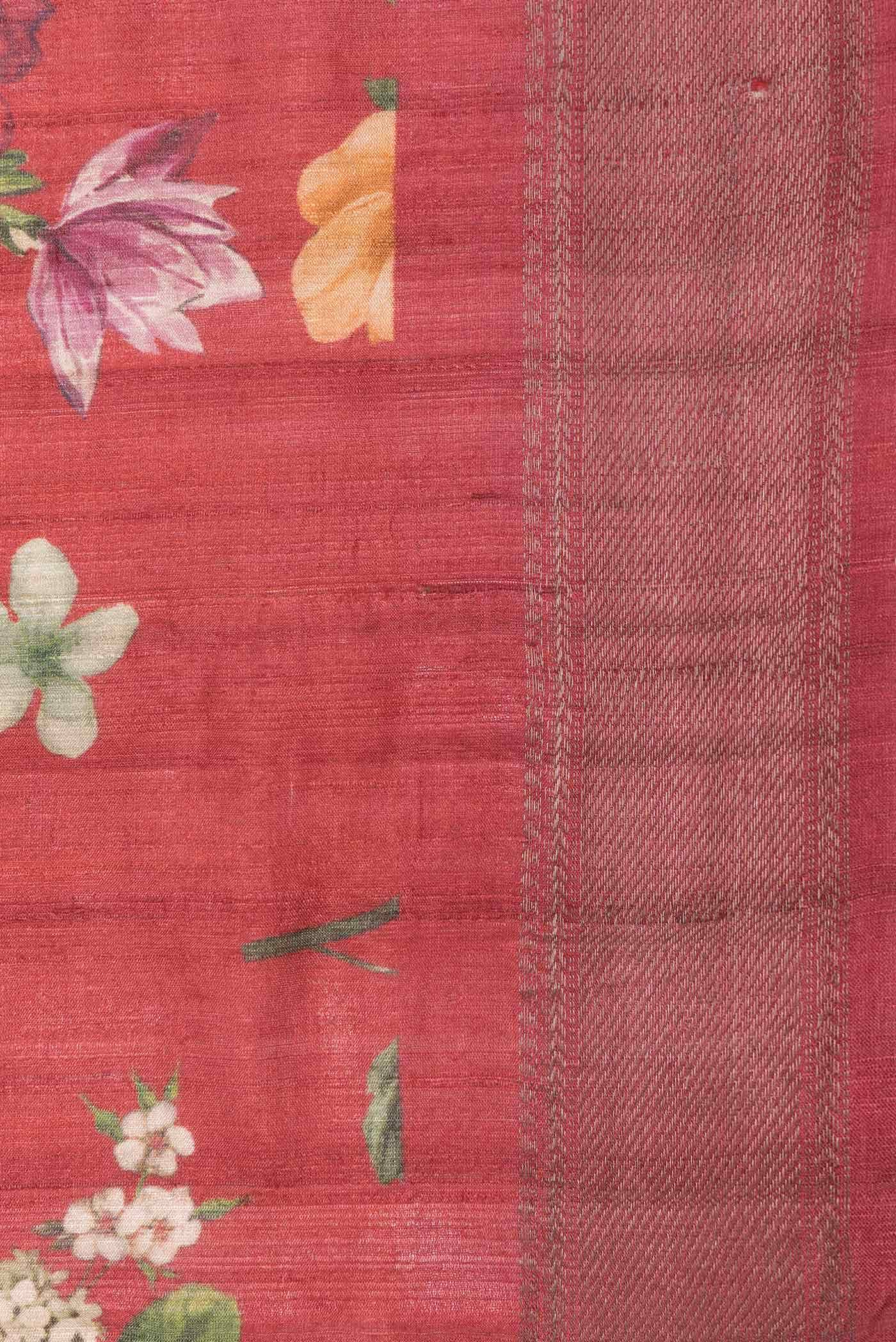 Red Dual Tone Tussar Silk Saree