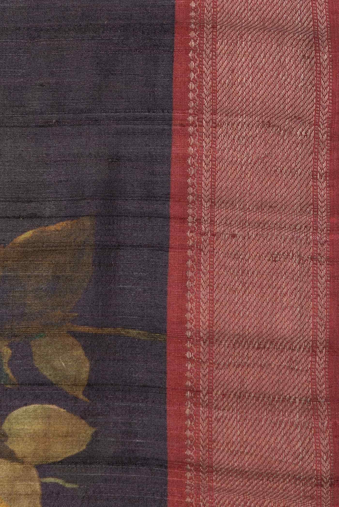 Black Dual Tone Tussar Silk Saree