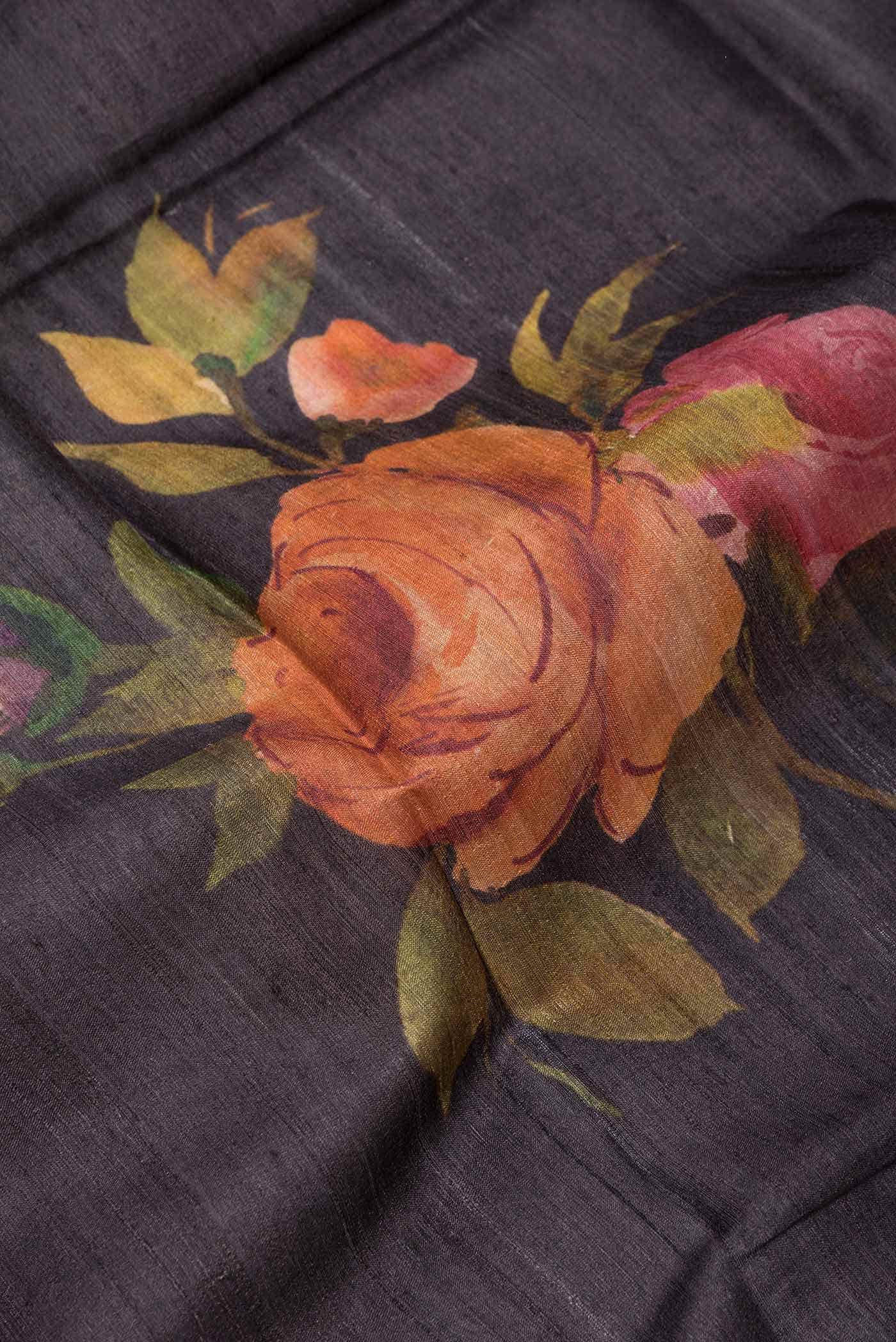 Black Dual Tone Tussar Silk Saree