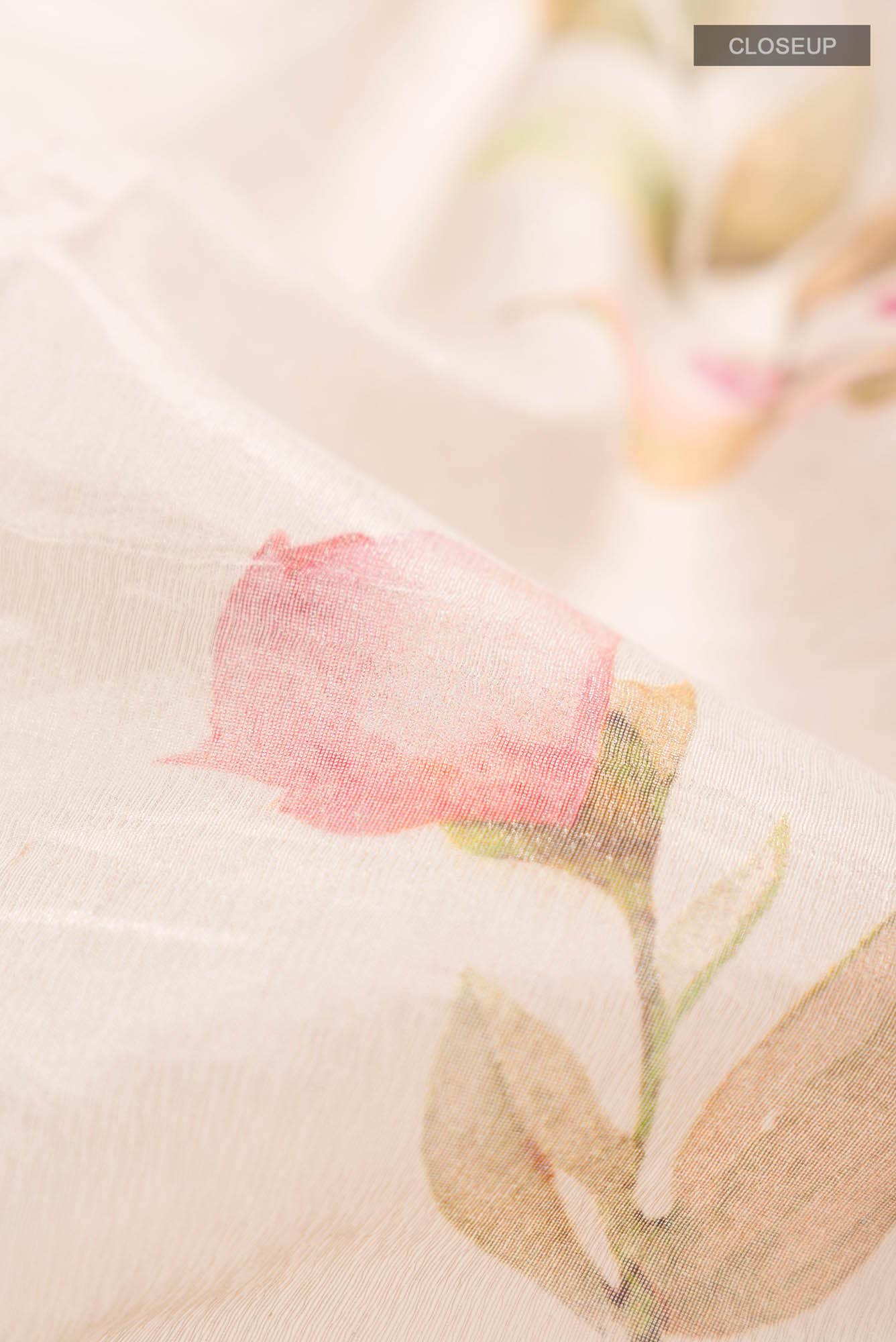 Cream Bhagalpuri Tussar Silk Saree