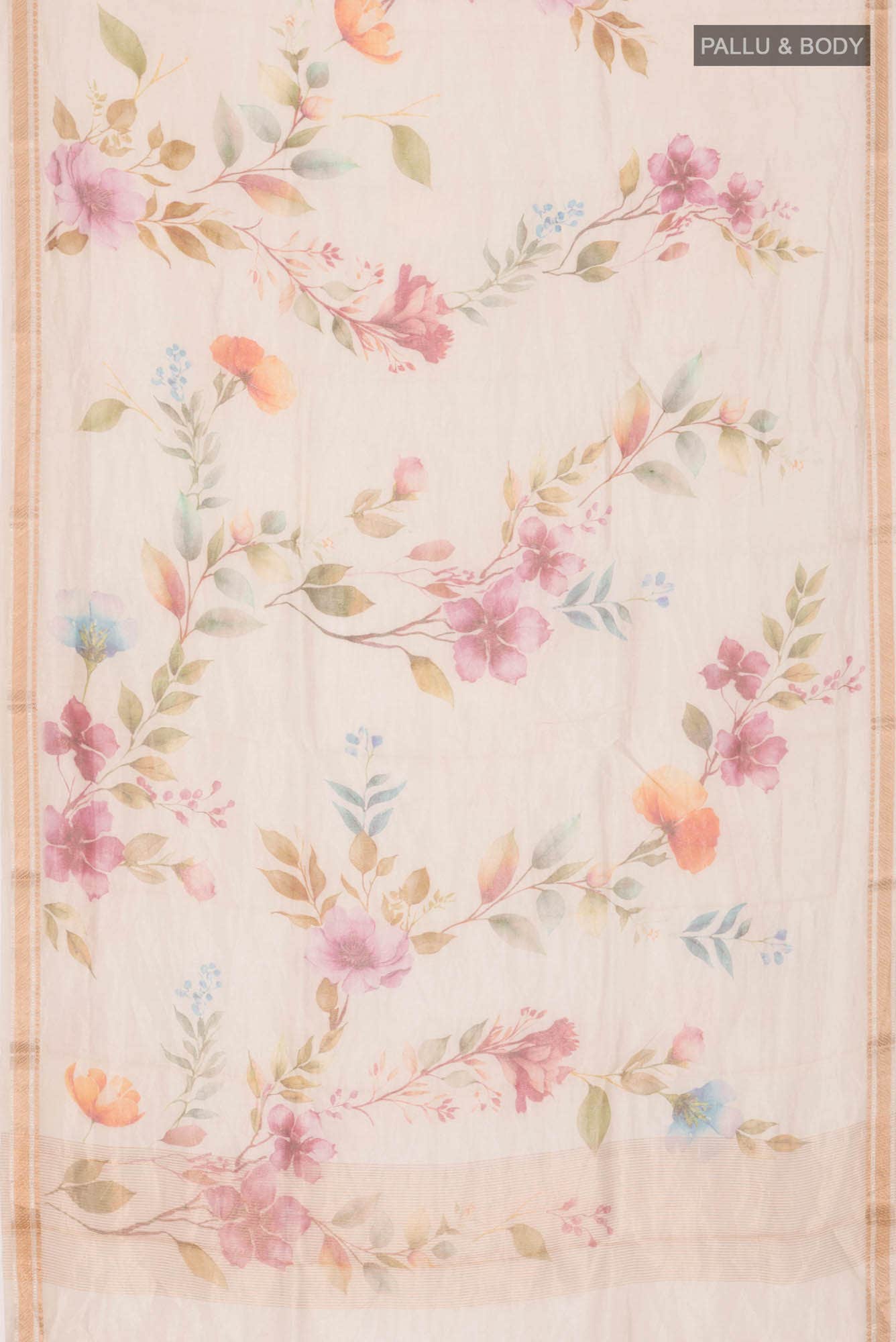 Cream Bhagalpuri Tussar Silk Saree