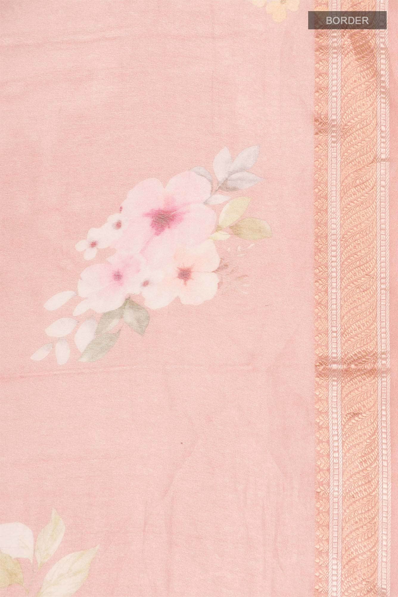 Rose Gold Bhagalpuri Tussar Silk Saree
