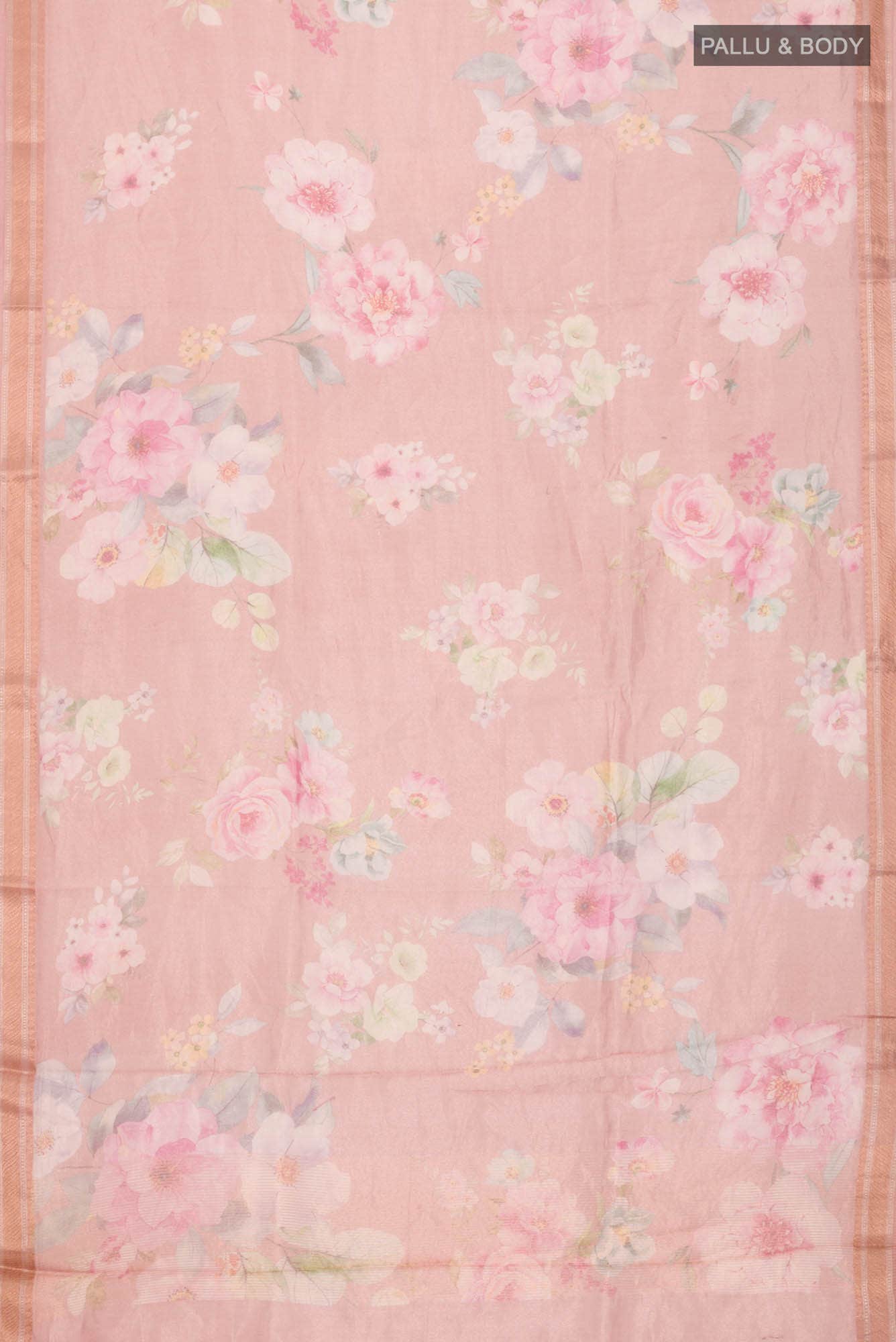 Rose Gold Bhagalpuri Tussar Silk Saree