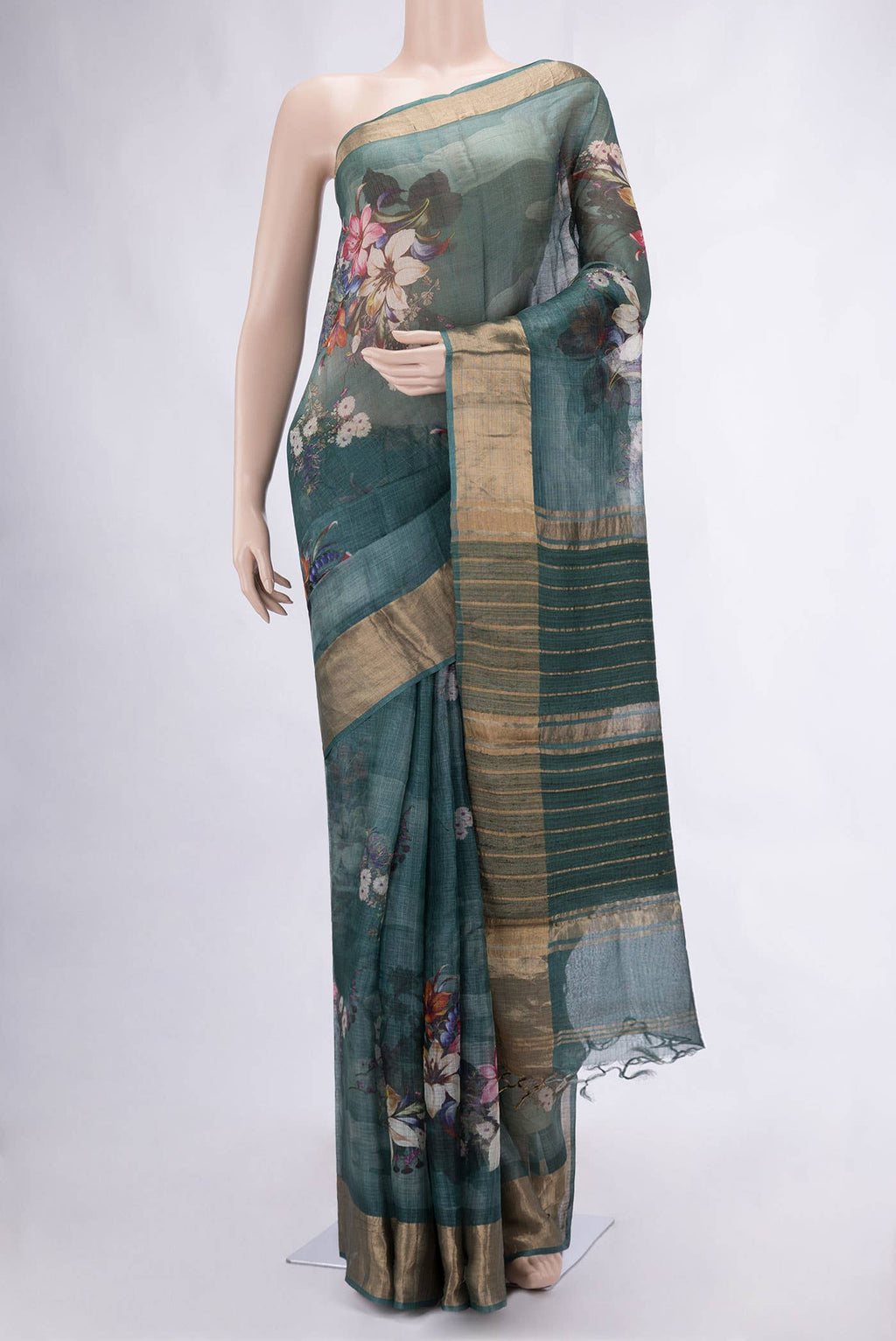 Green Tussar Silk Saree