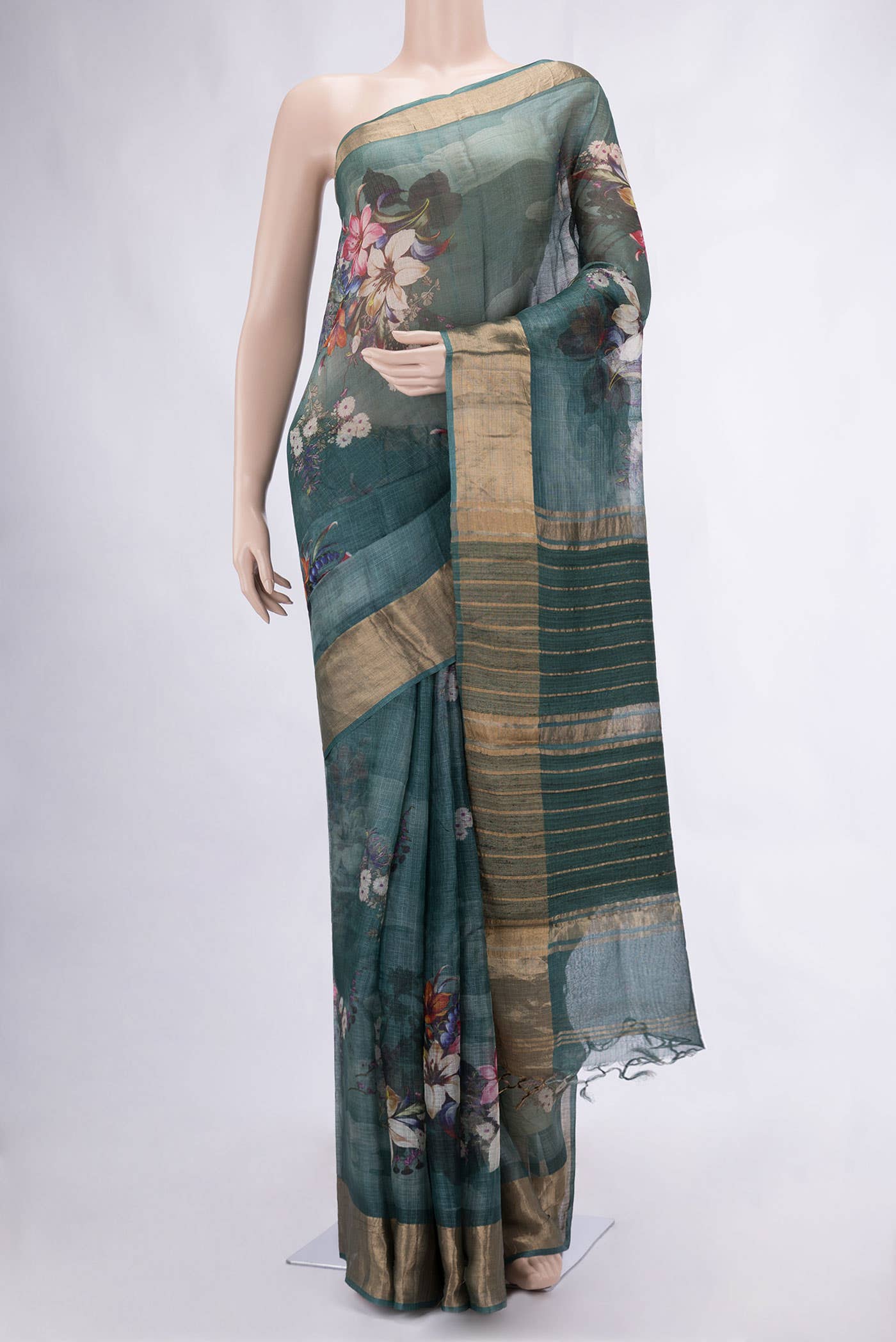 Green Tussar Silk Saree