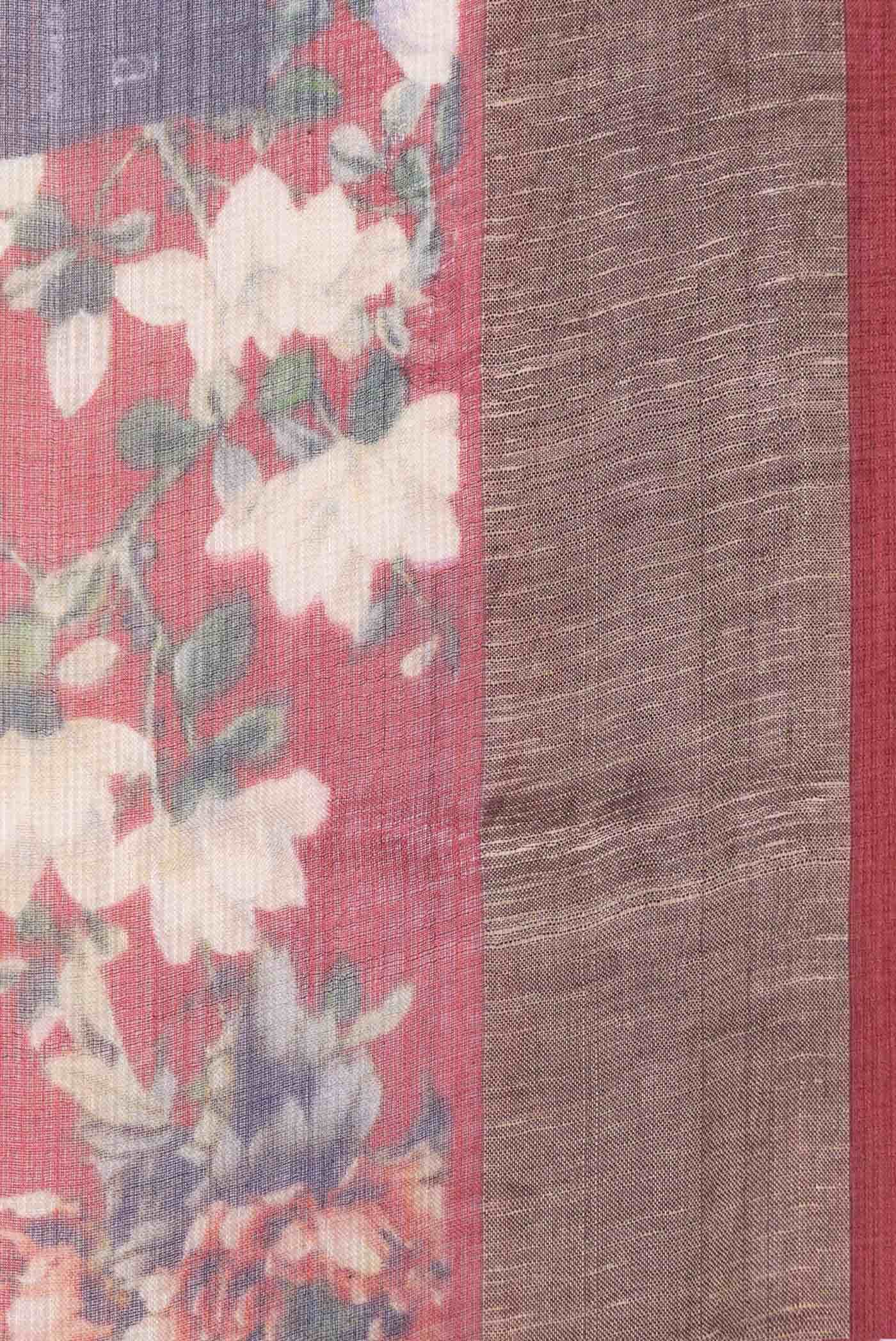 Maroon Tussar Silk Saree