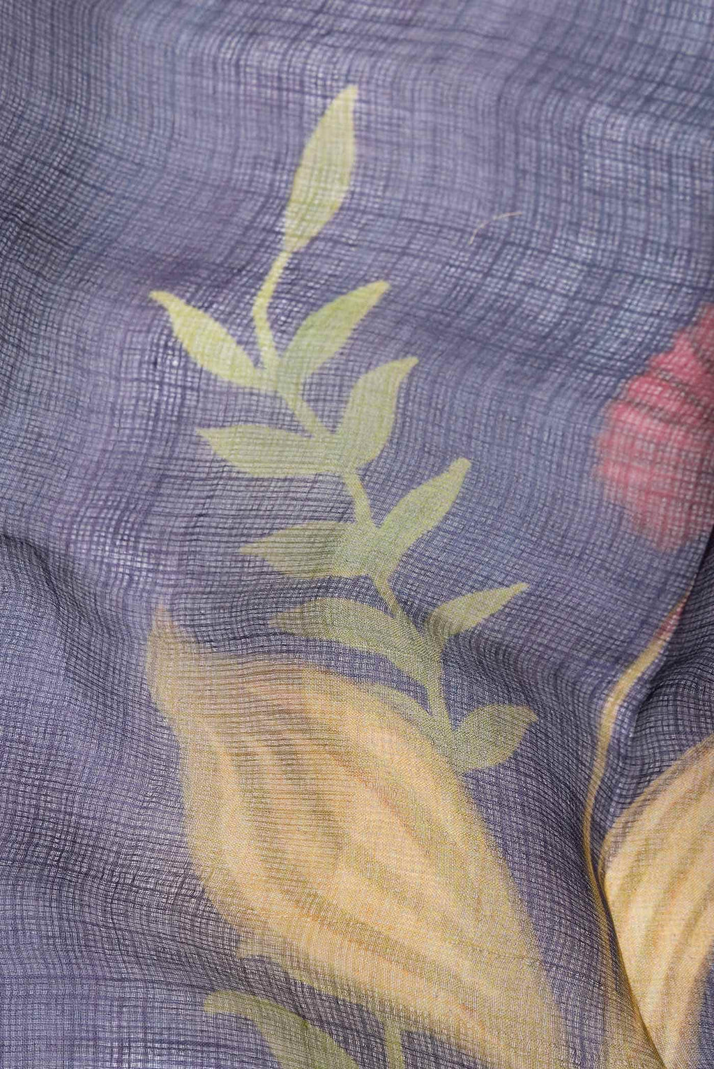Navy Blue Tussar Silk Saree