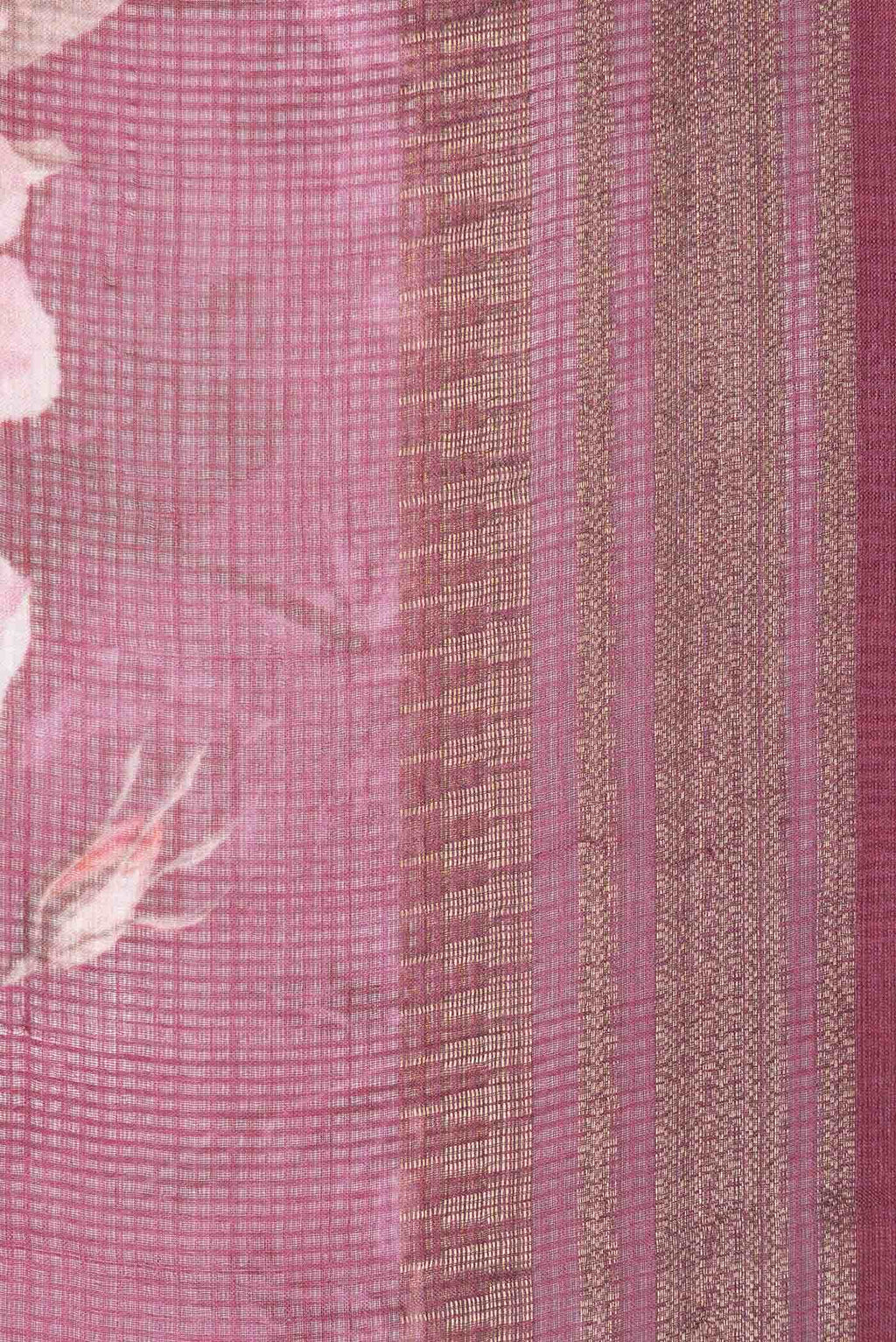 Dark Pink Tussar Silk Saree