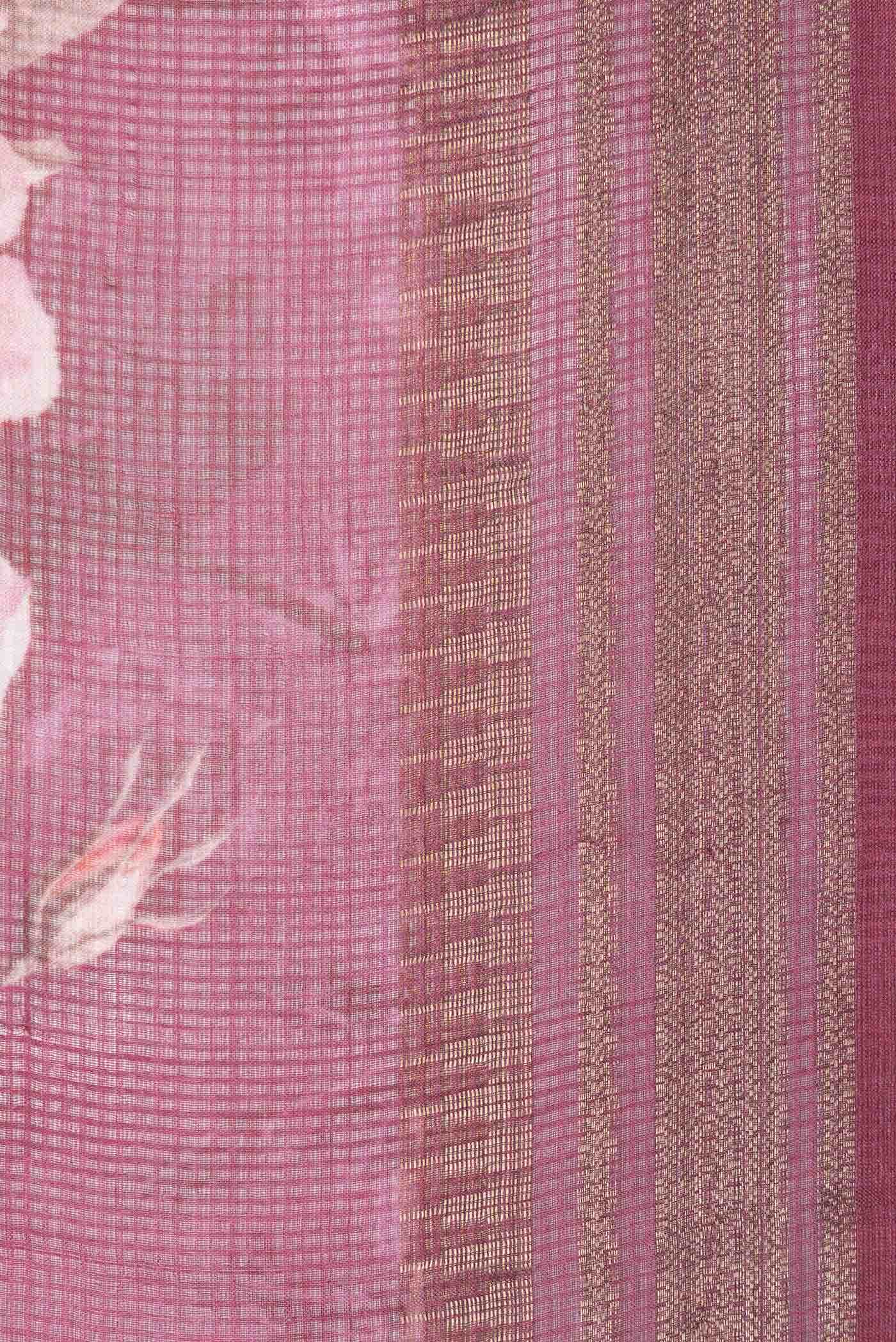 Dark Pink Tussar Silk Saree