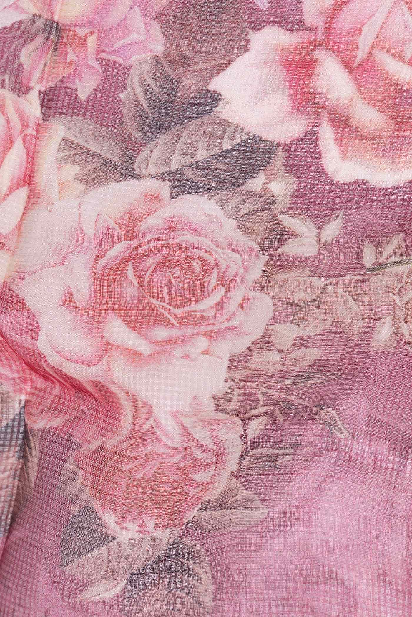 Dark Pink Tussar Silk Saree
