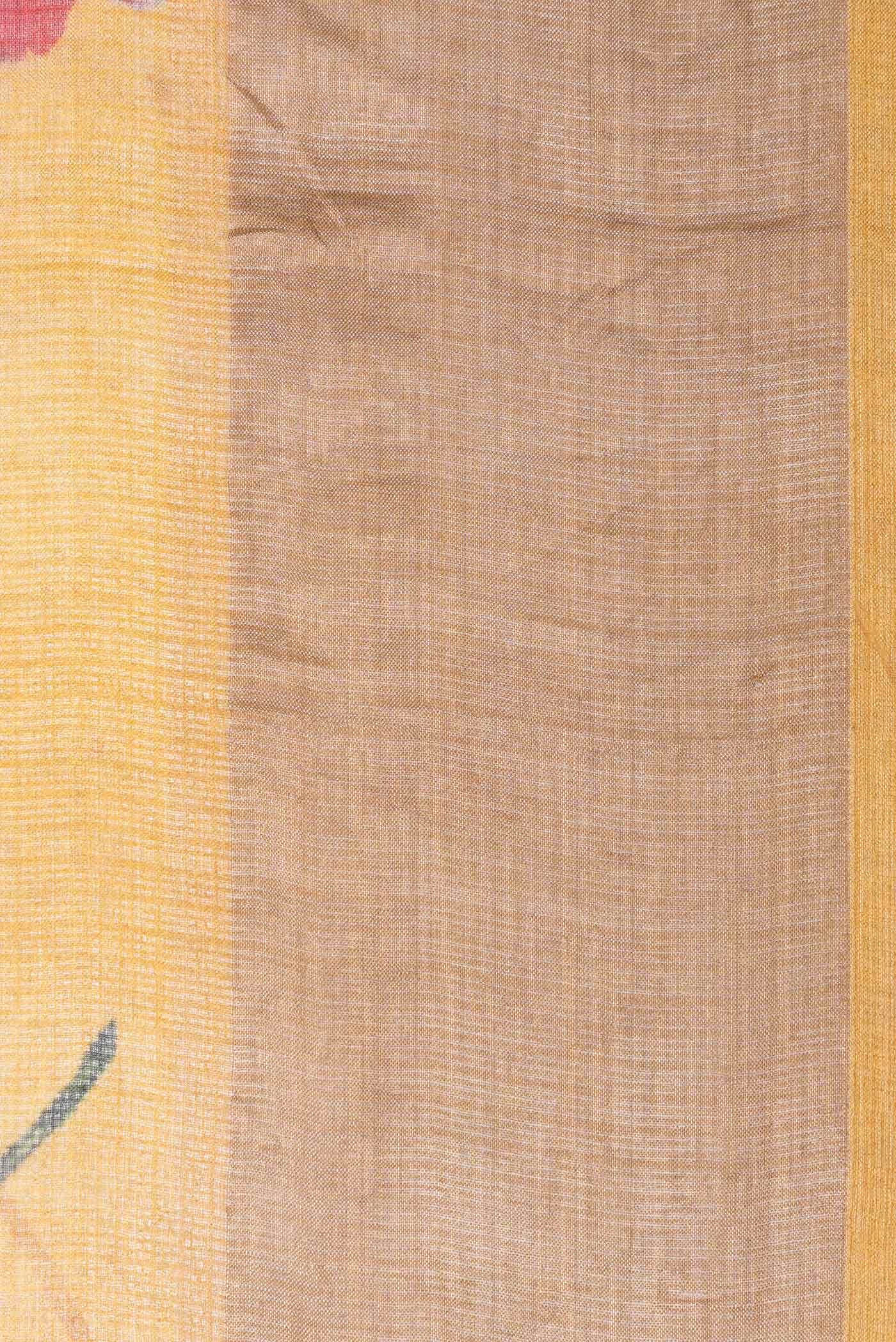 Mustard Tussar Silk Saree