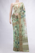 Sea Green Tussar Silk Saree