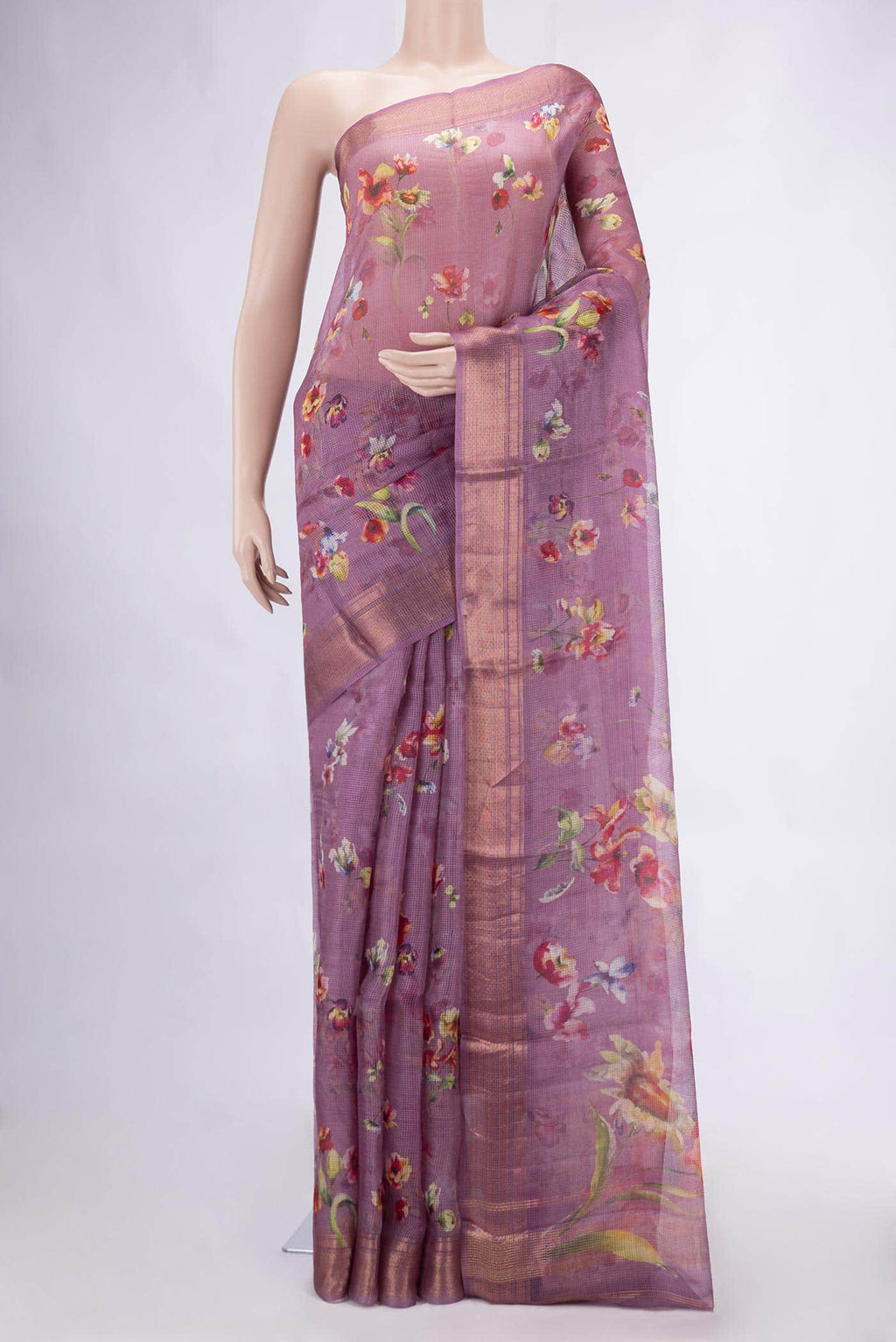 Purple Tussar Silk Saree