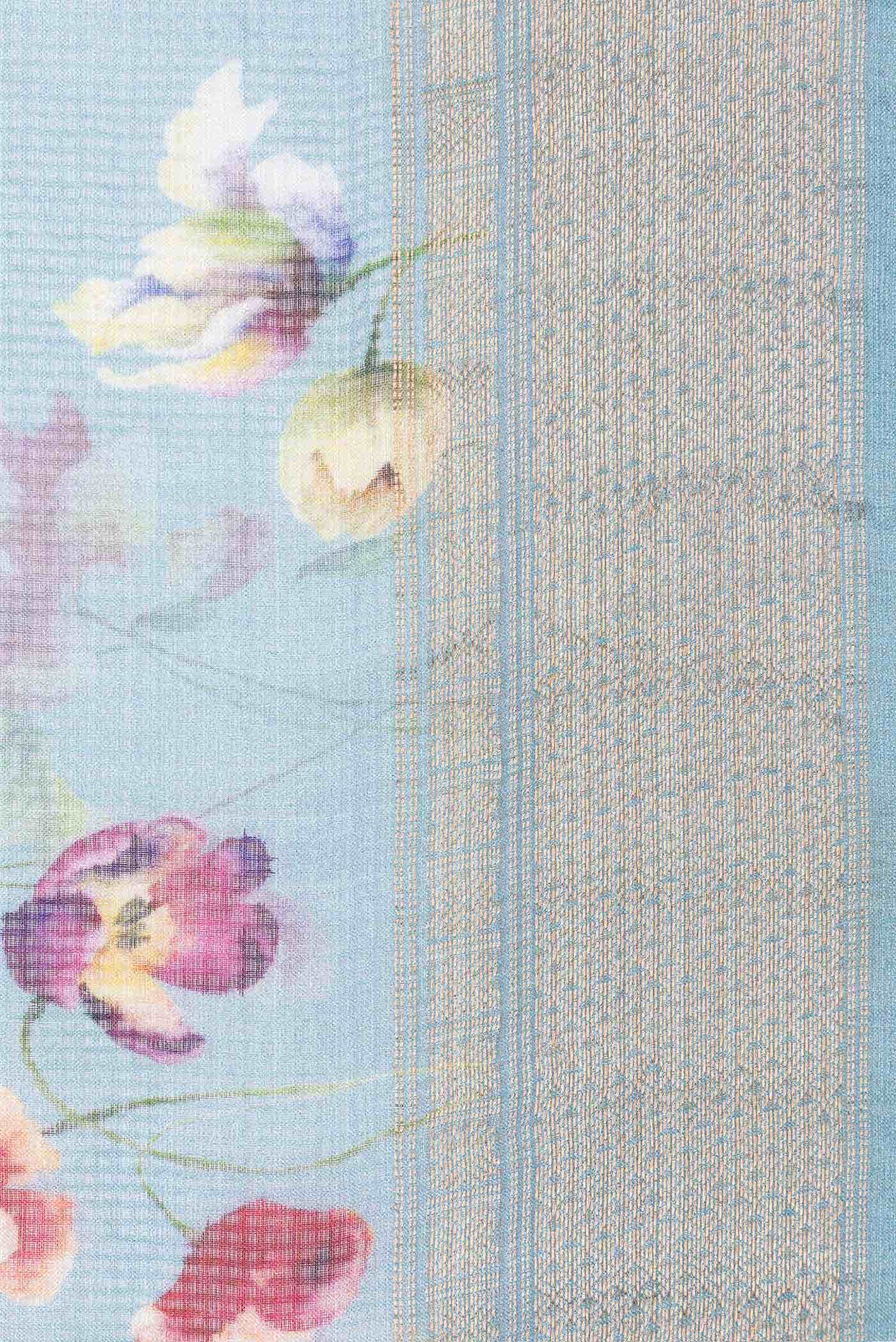 Blue Tussar Silk Saree