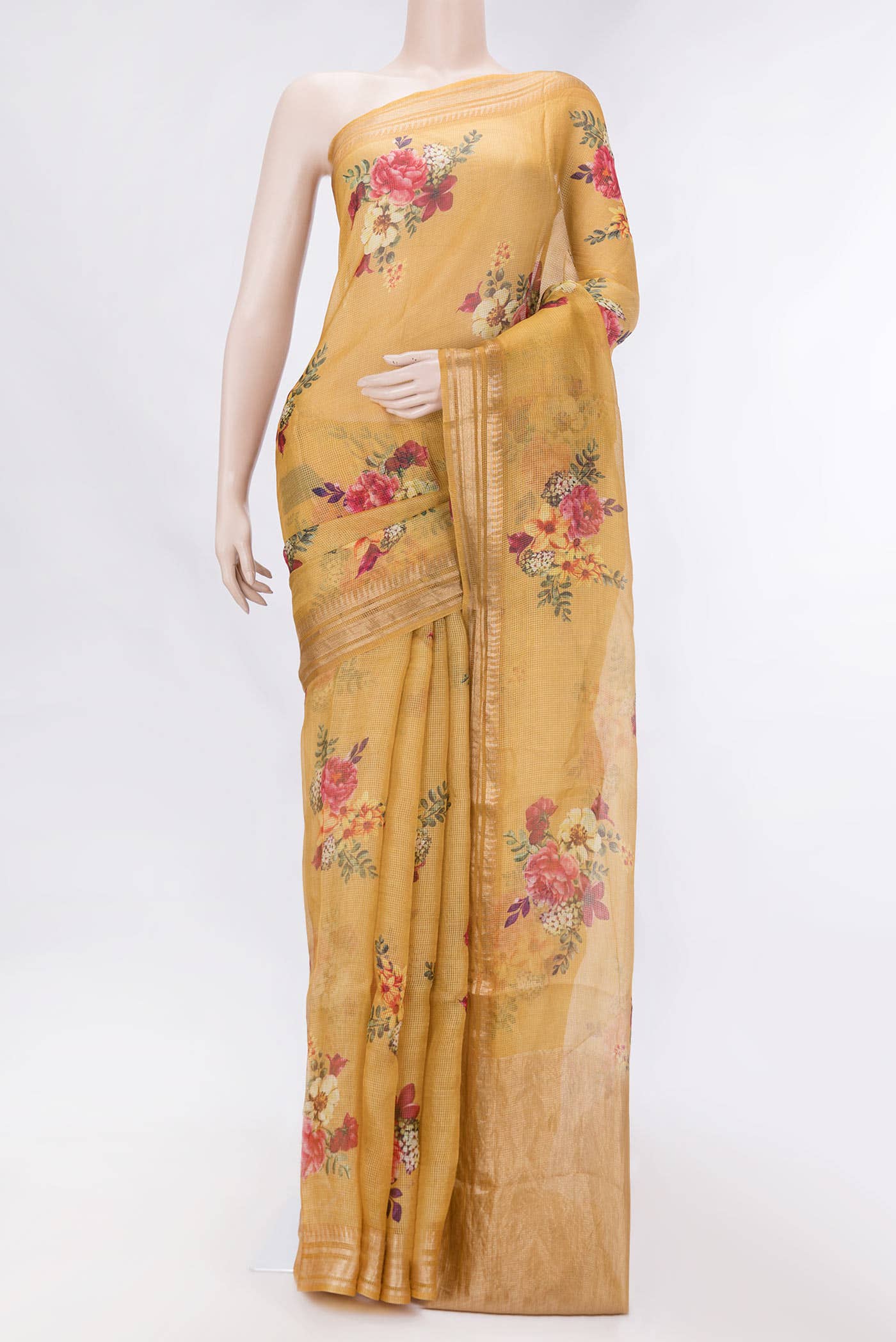 Mustard Dual Tone Kota Silk Saree