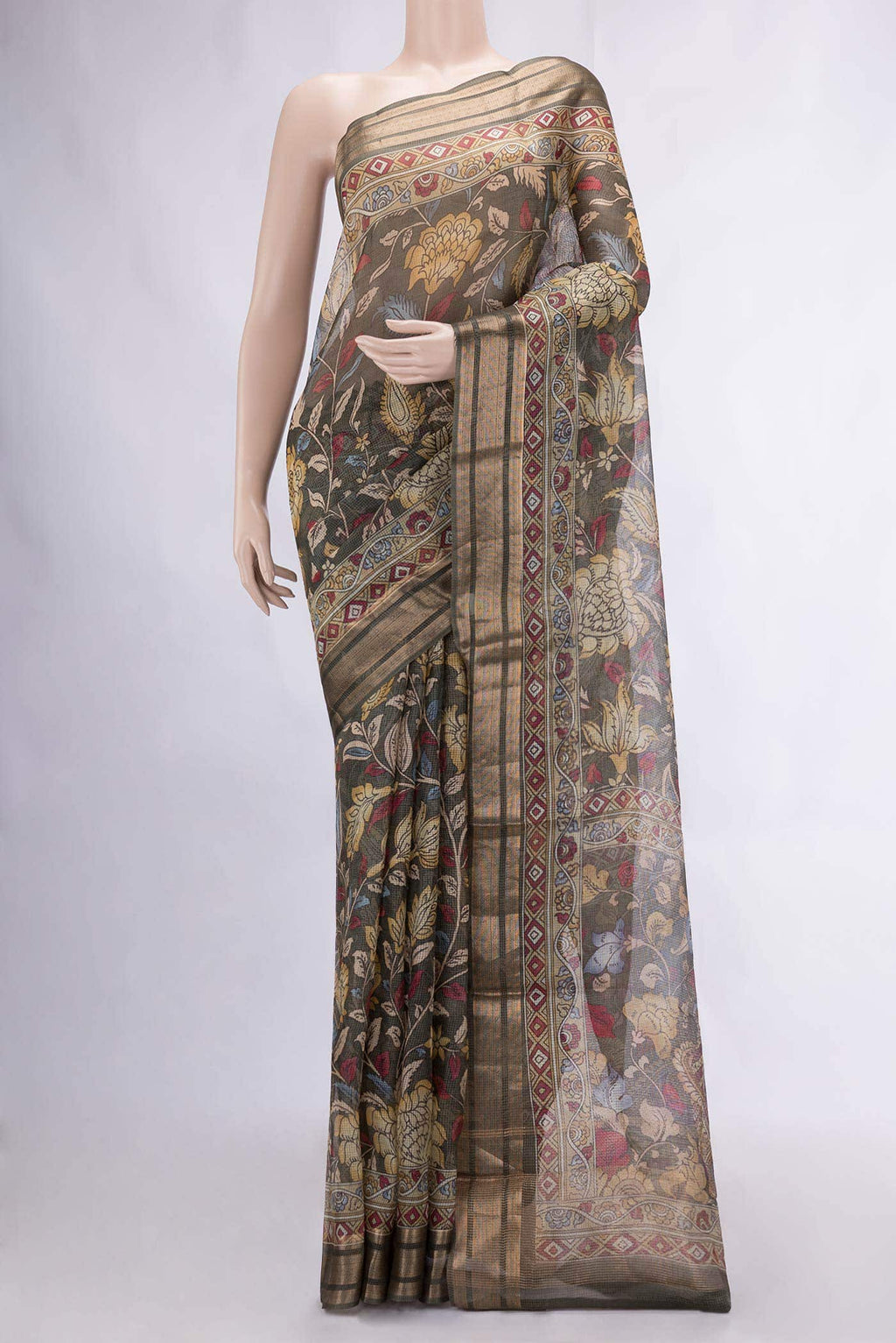 Mehandi Green Kota Silk Saree