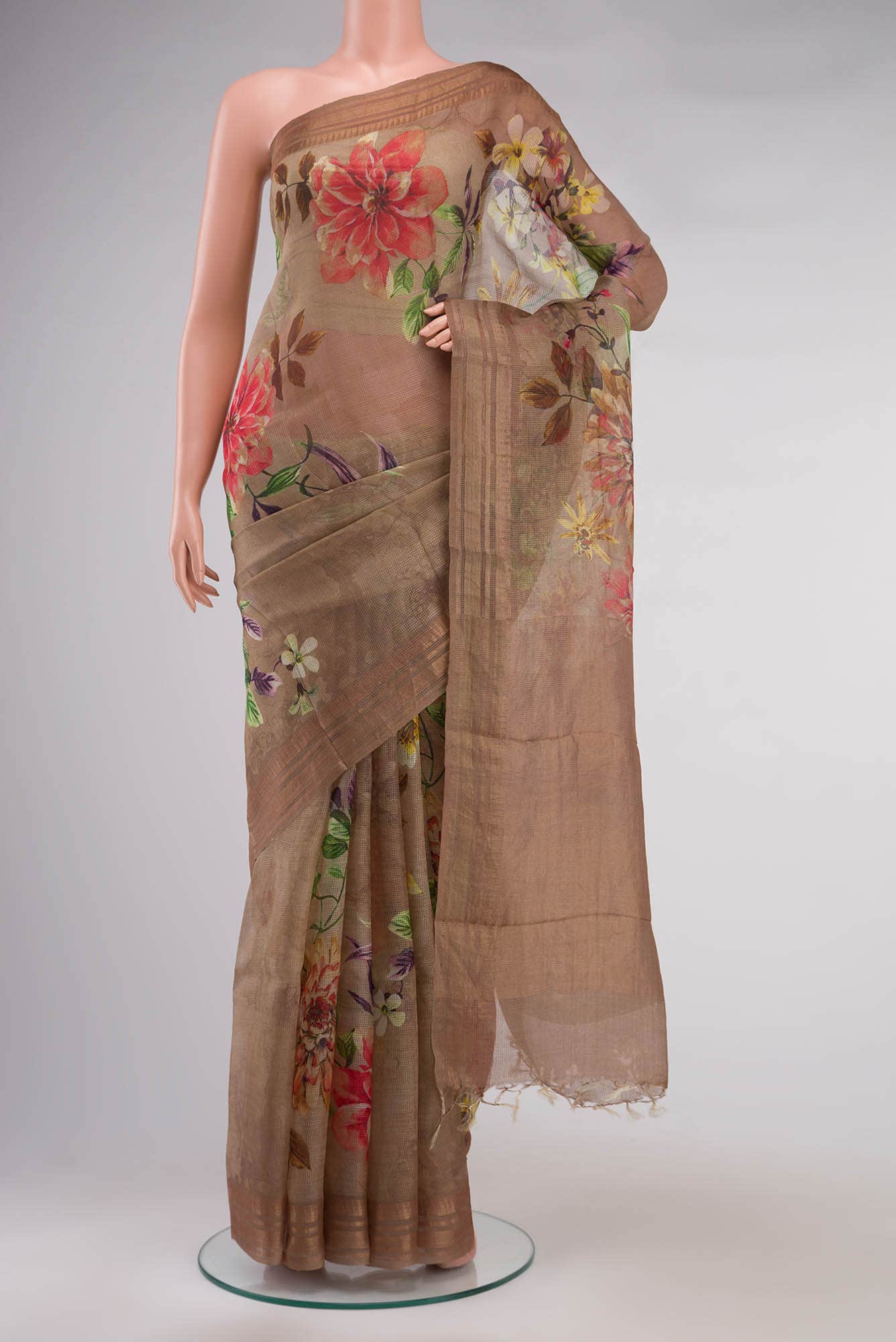 Beige Kota Silk Saree