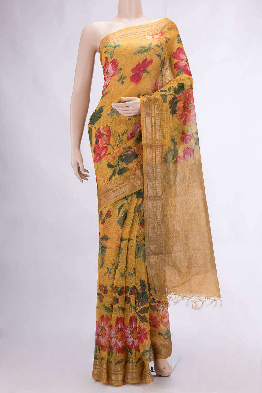 Mustard Kota Silk Saree