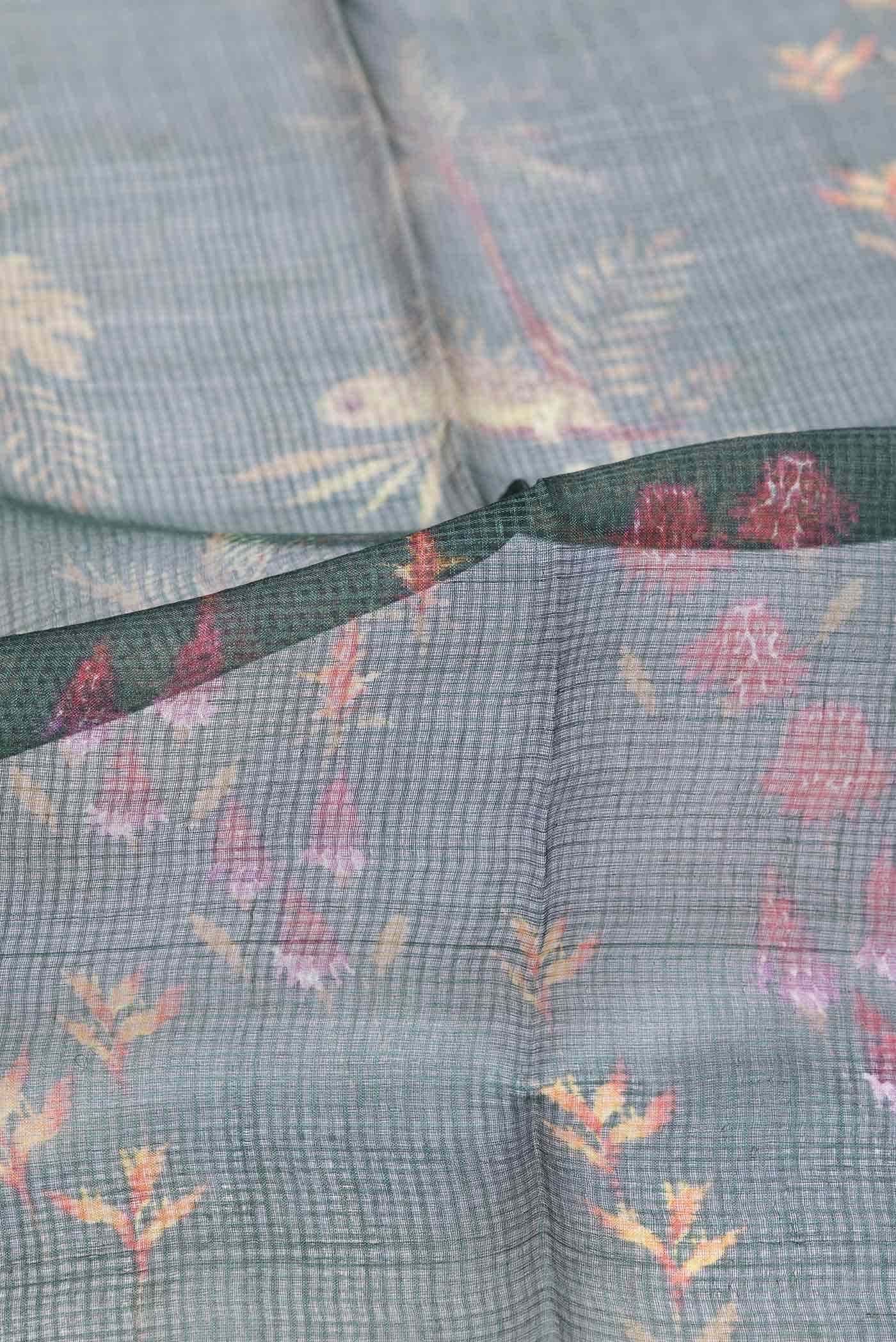 Bottle Green Dual Tone Kota Silk Saree