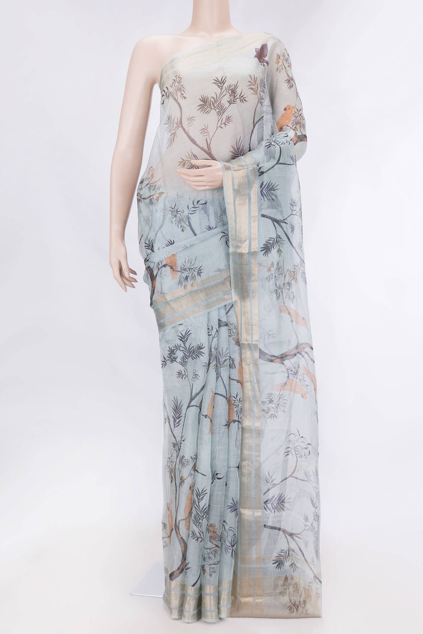 Grey Dual Tone Kota Silk Saree