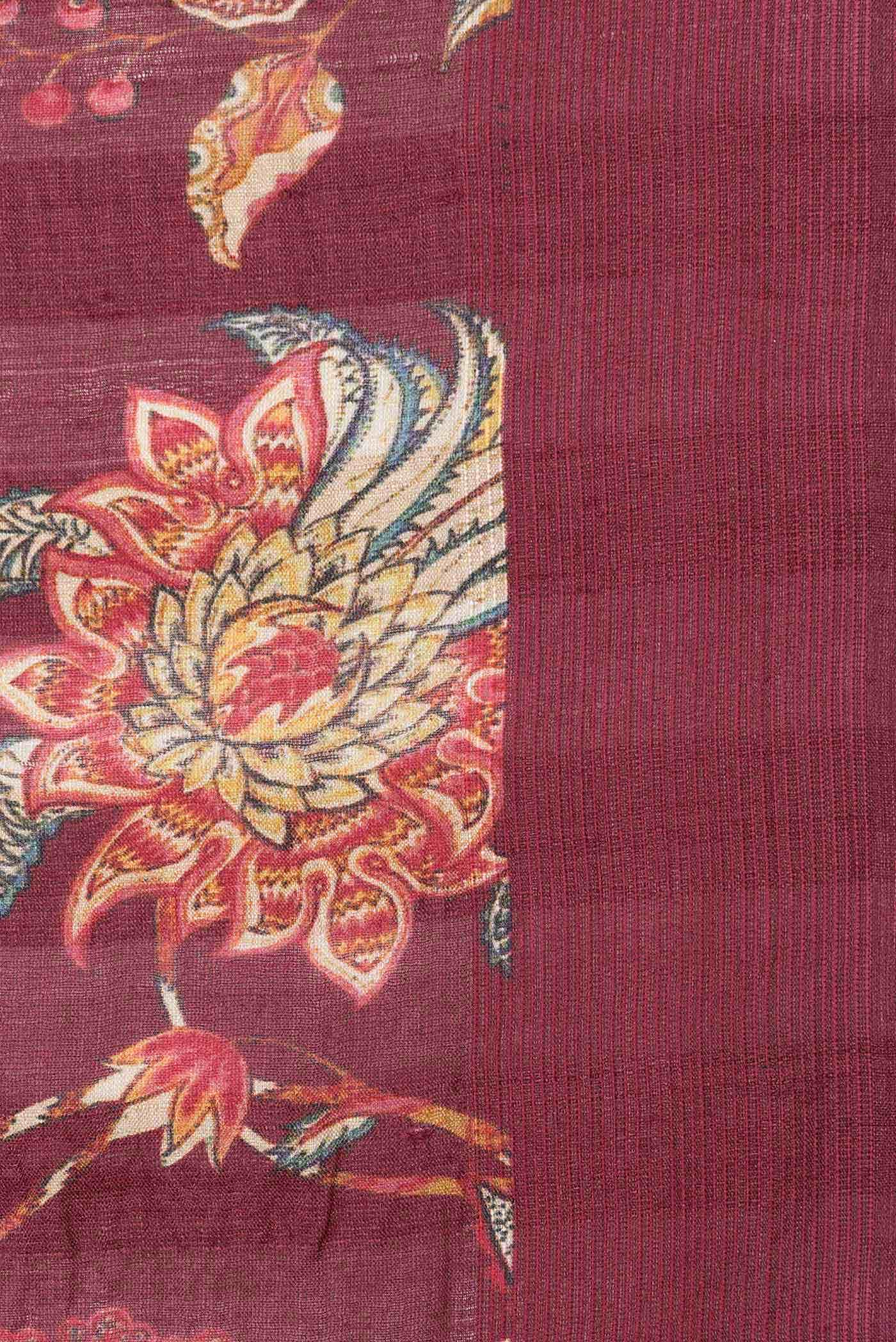 Maroon Tussar Silk Saree