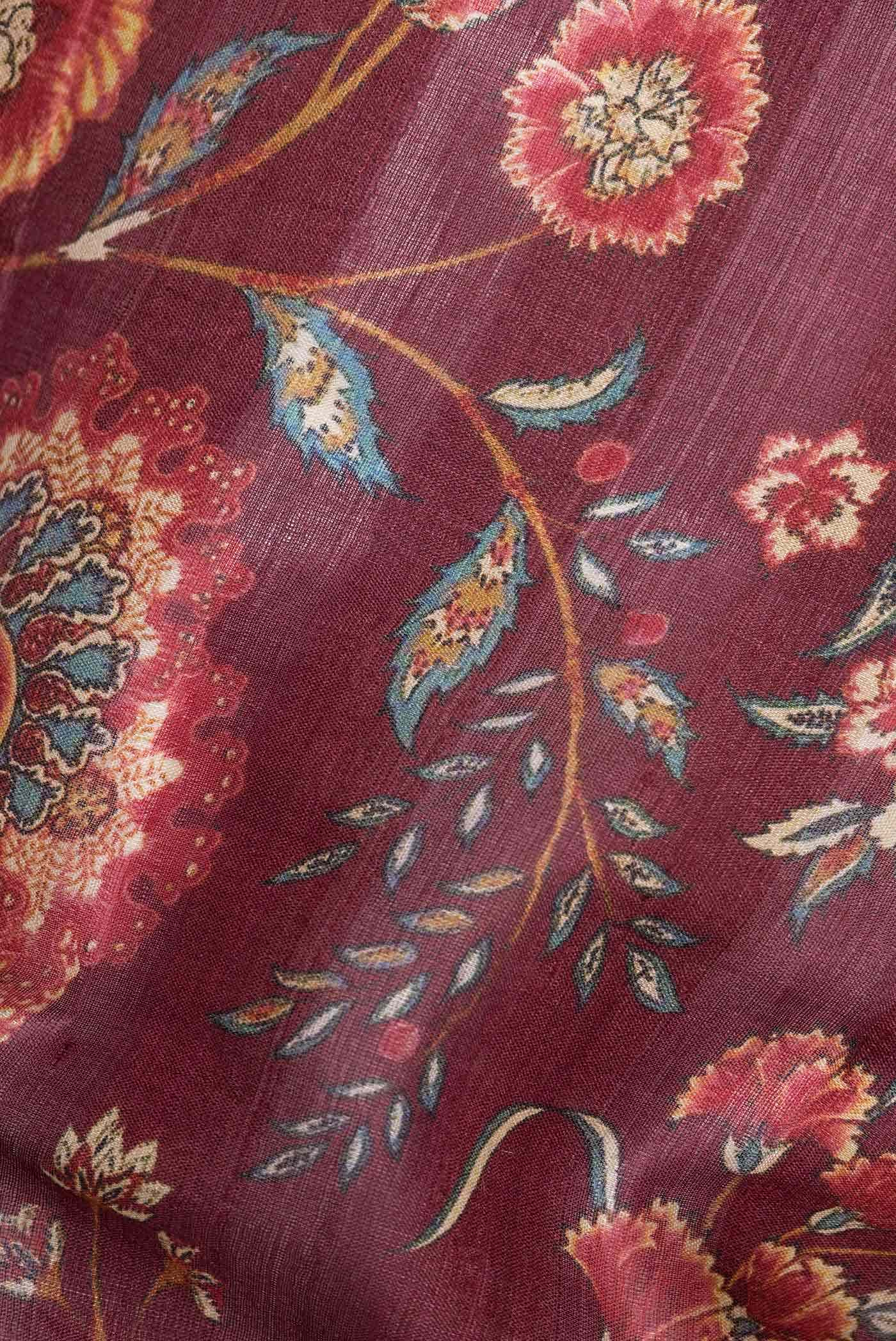 Maroon Tussar Silk Saree