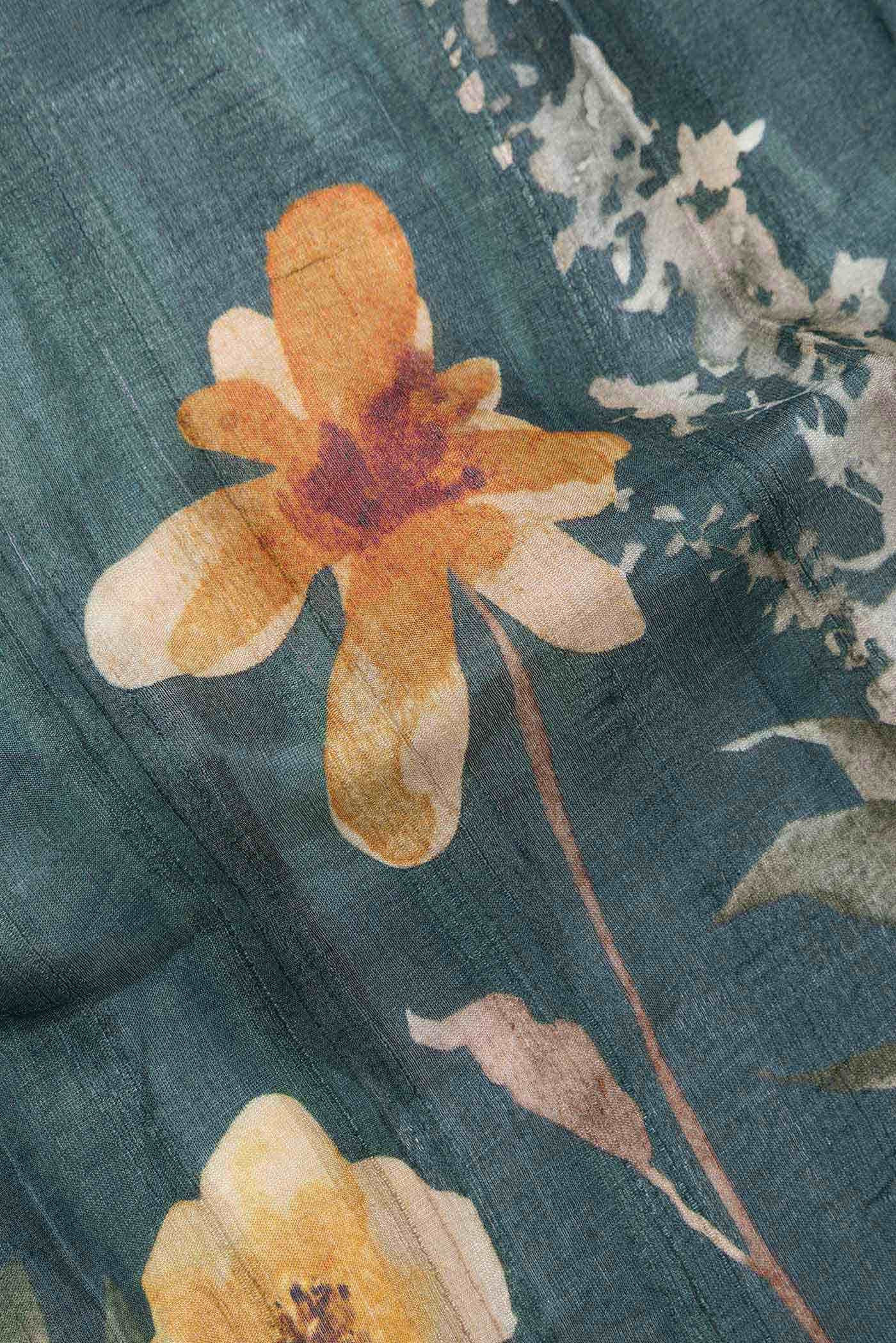 Green Tussar Silk Saree