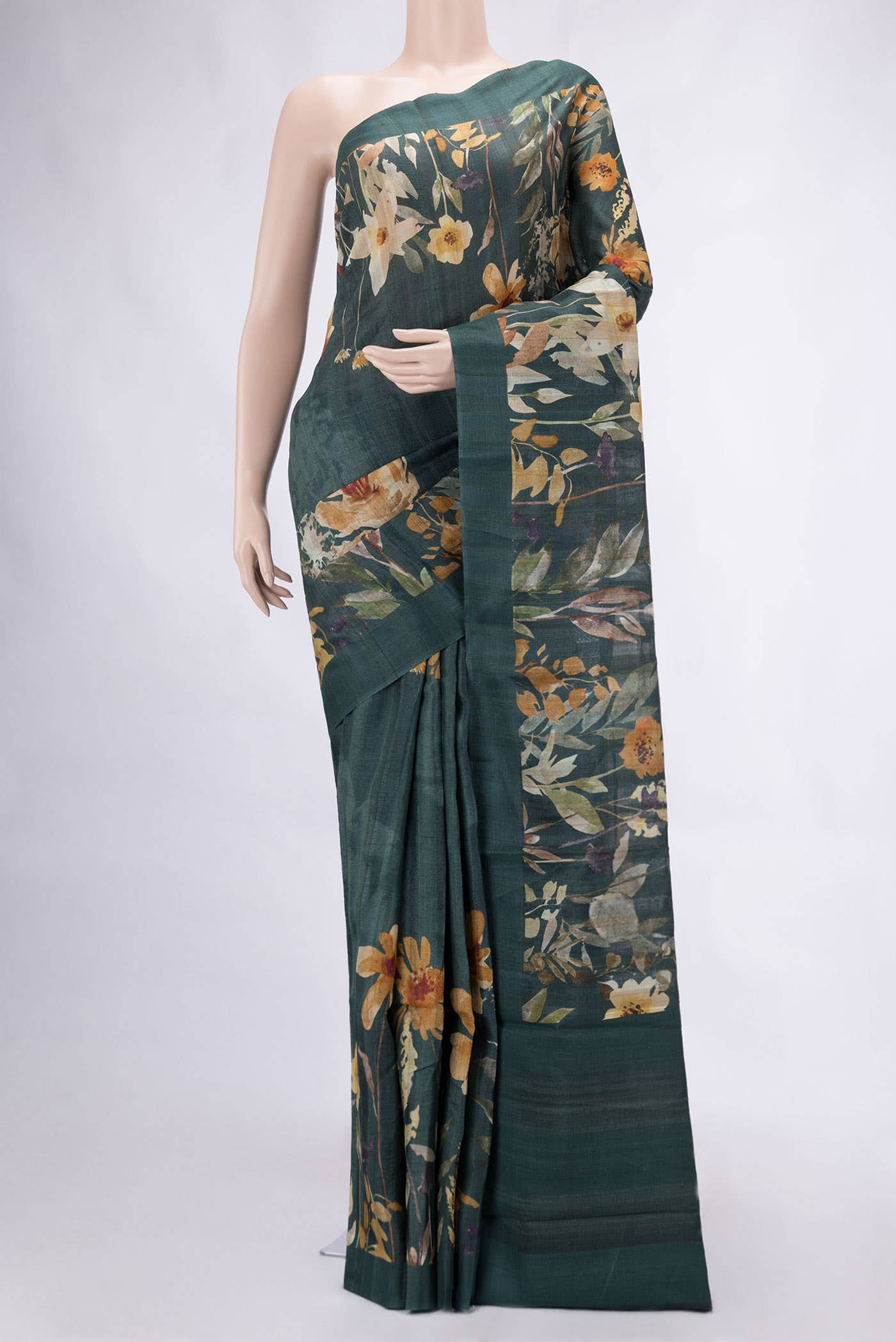 Green Tussar Silk Saree