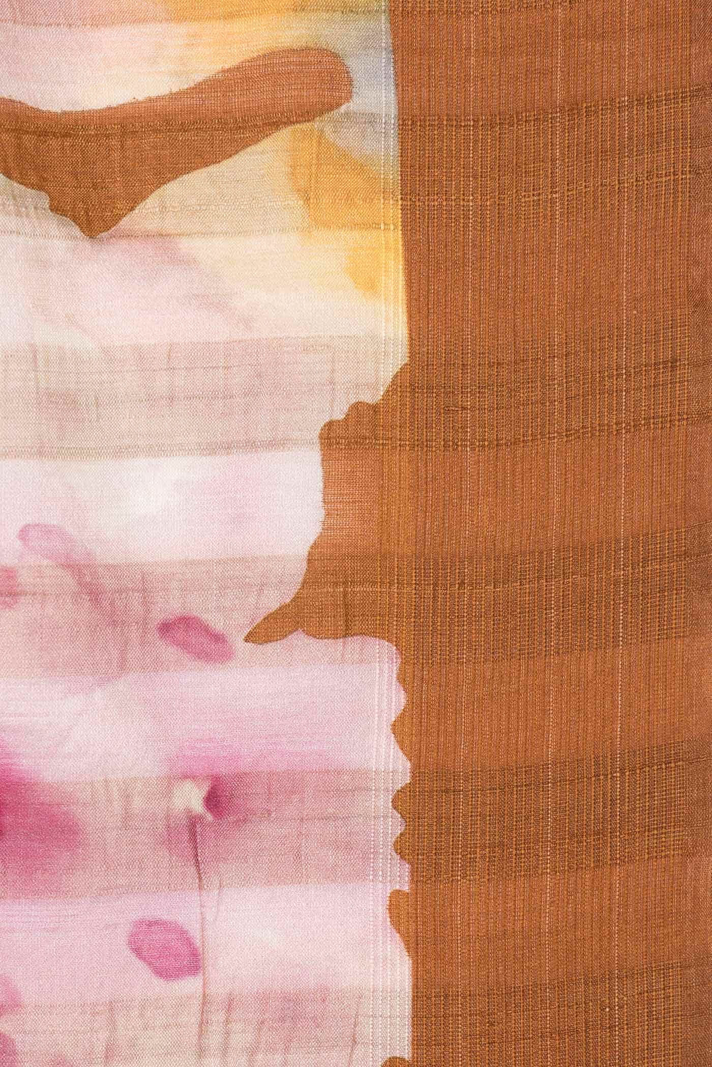 Orange Tussar Silk Saree
