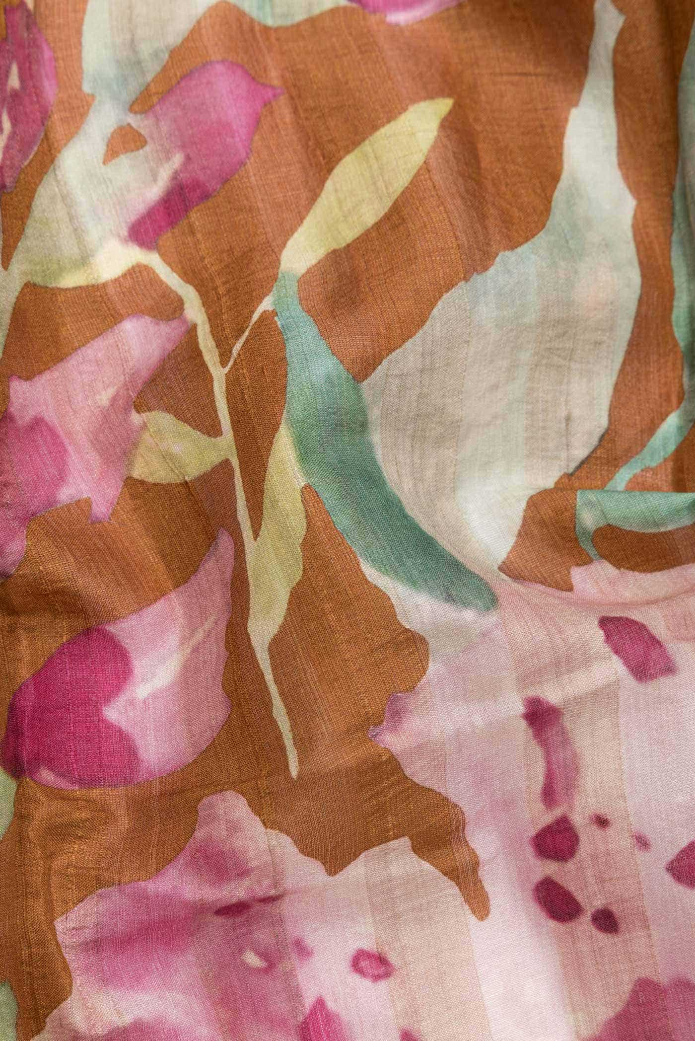 Orange Tussar Silk Saree