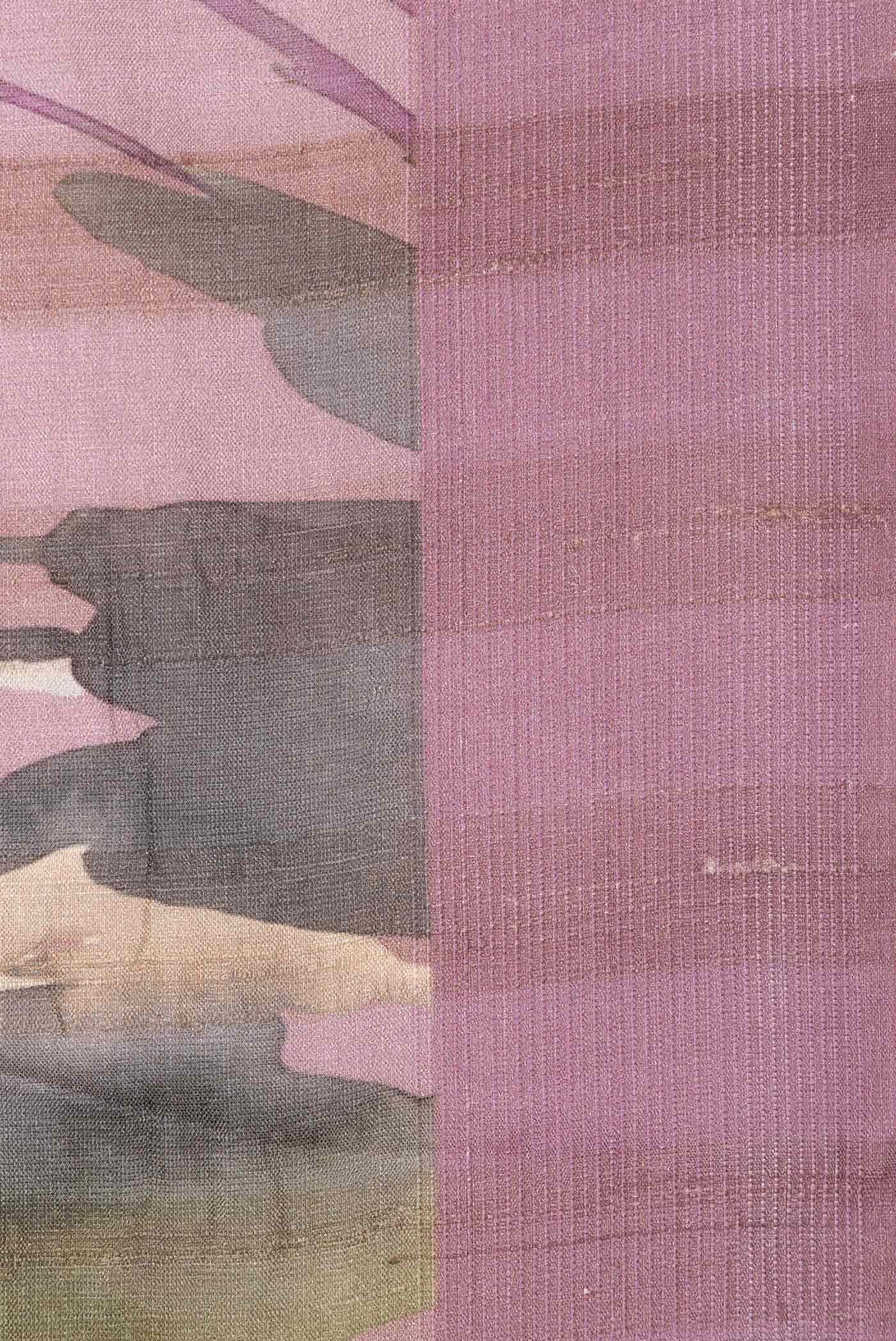 Pink Tussar Silk Saree