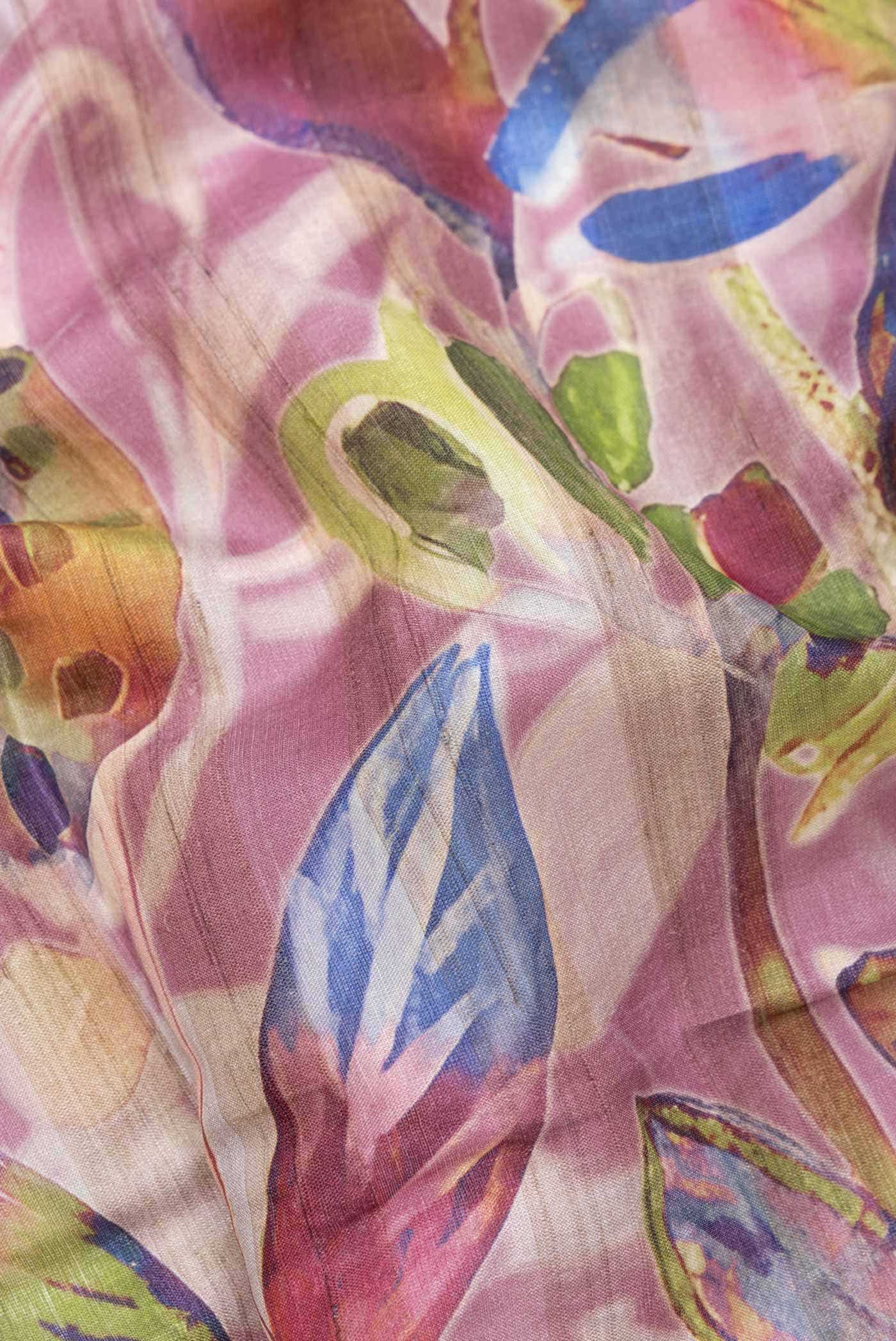 Pink Tussar Silk Saree