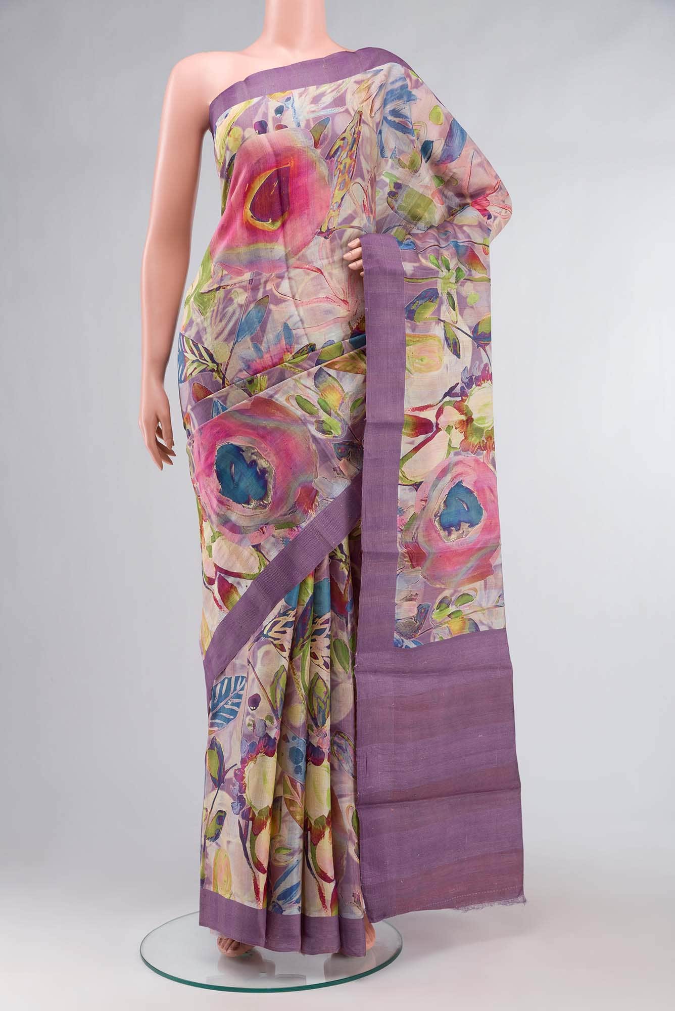 Lavender Bhagalpuri Tussar Silk Saree